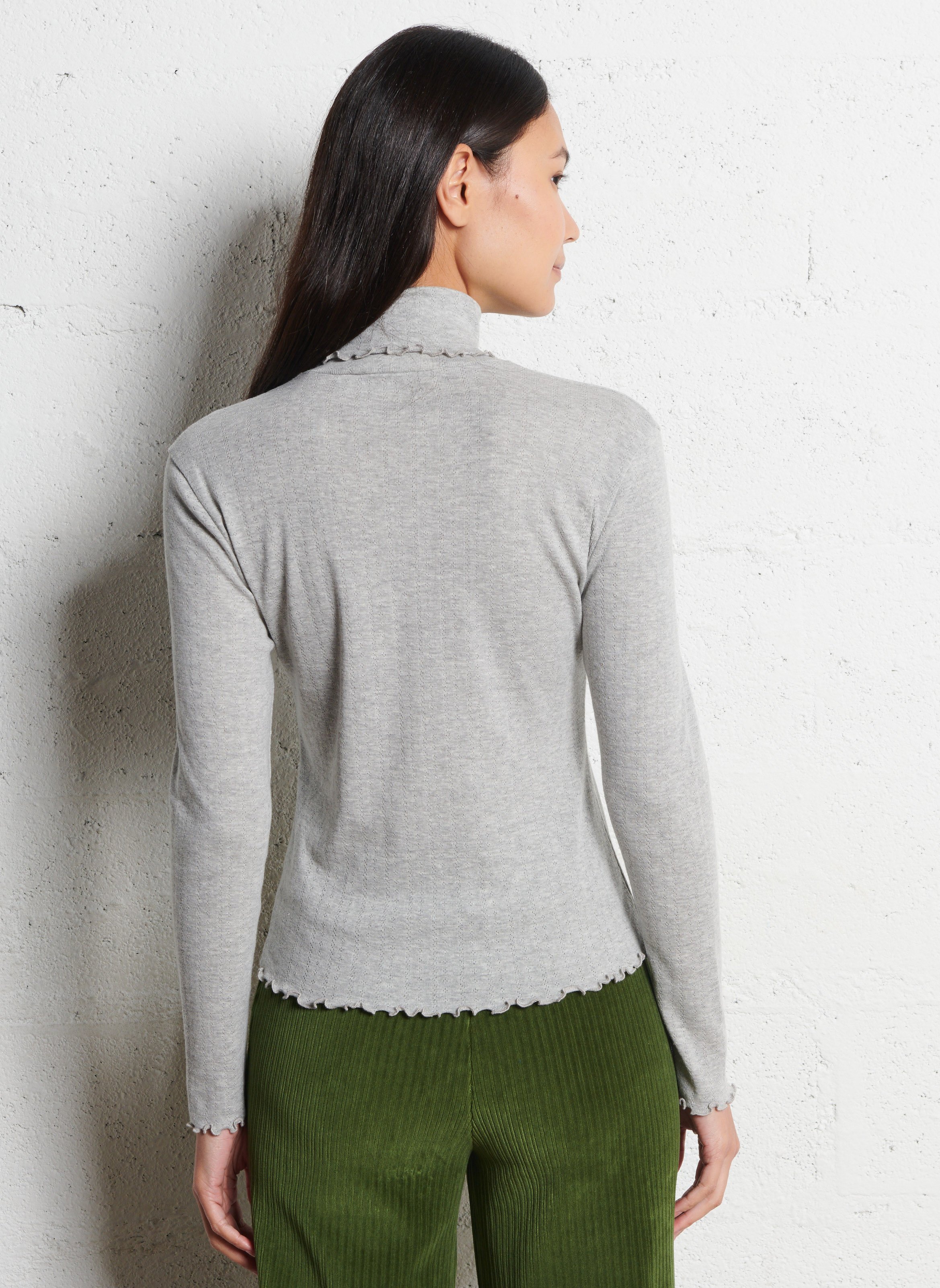 Col roulé droit en maille pointelle NICE THINGS Gris