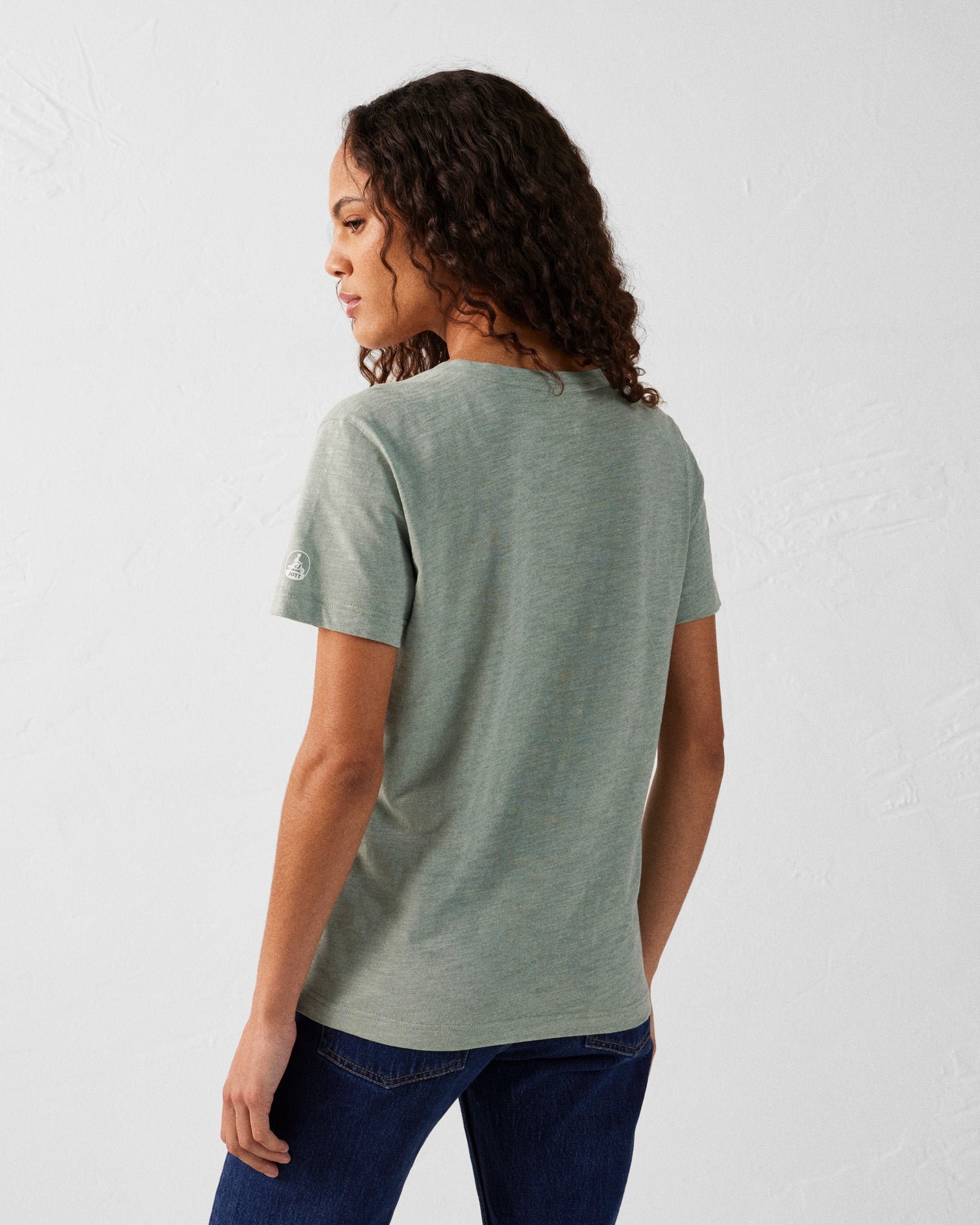 Women's V-neck cotton T-shirt Sonia JOTT Green