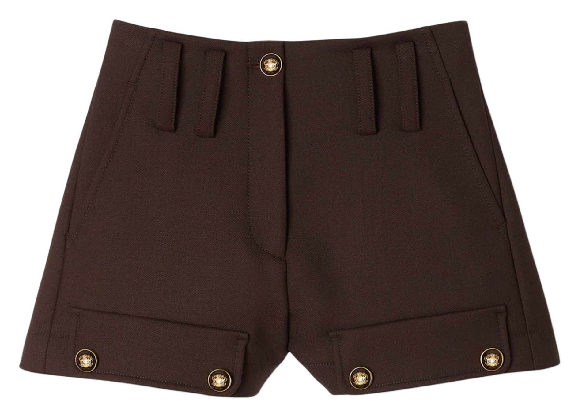 Short droit uni boutonné taille haute SANDRO Marron