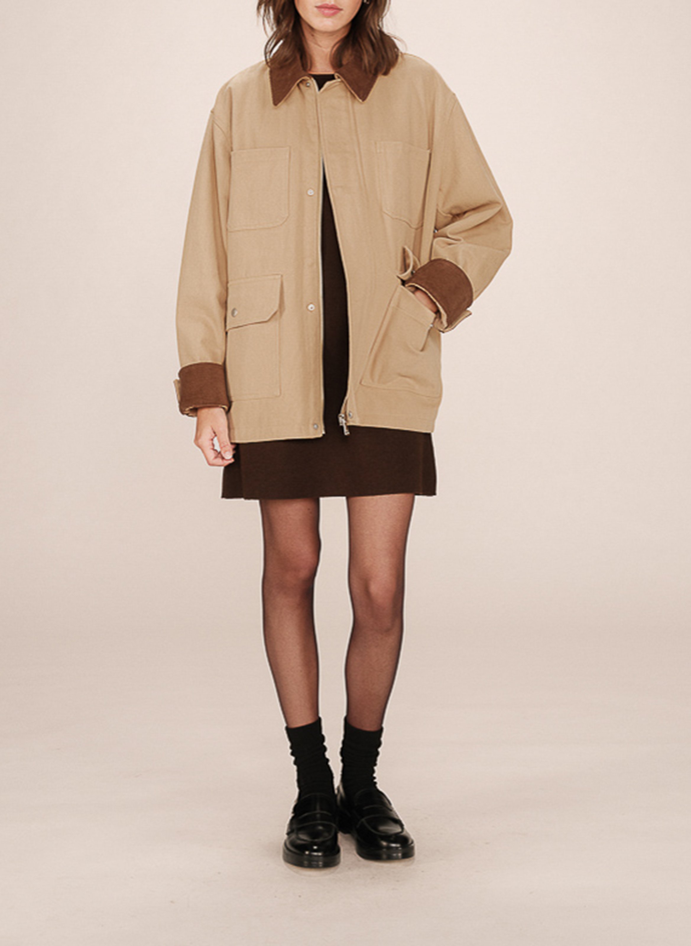 Cotton jacket with classic collar GRACE ET MILA Beige