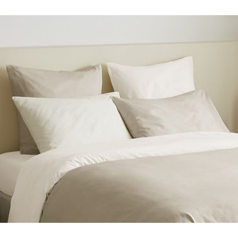 Complete set 6 pieces linen/white reversible duvet cover for bed 140 x 190 cm COTON PUR White