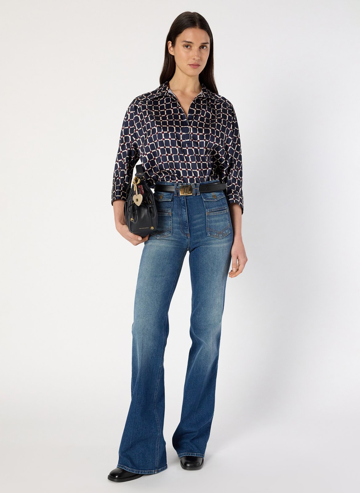 Chemise droite col tunisien imprimée GERARD DAREL Bleu