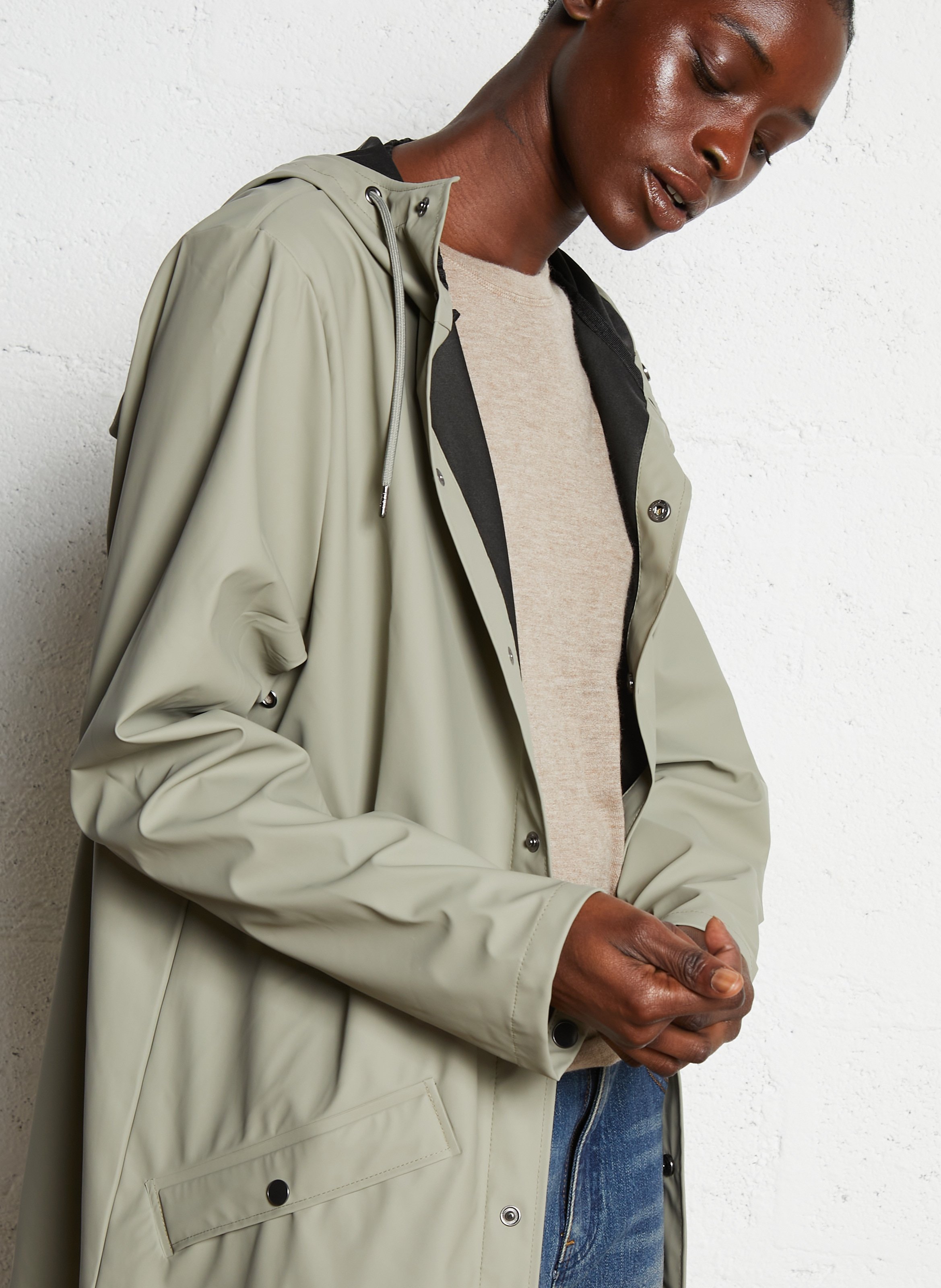 Hooded waterproof windbreaker RAINS Green