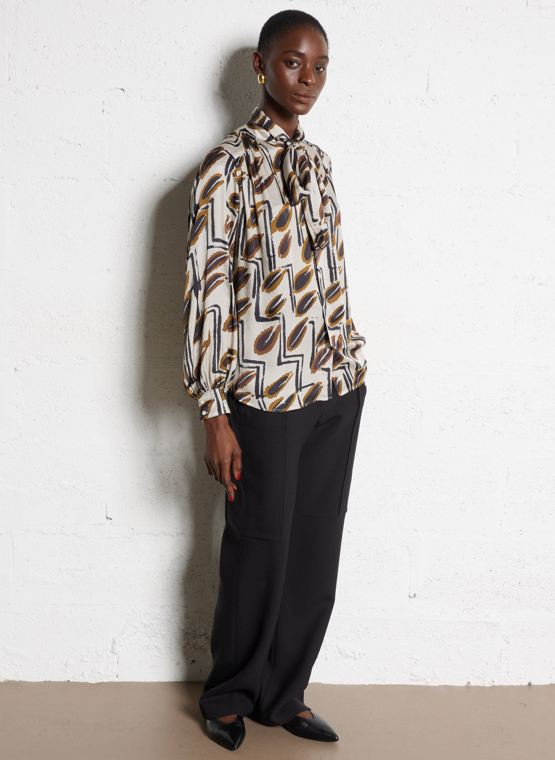 Chemise ample imprimée avec écharpe DIEGA Orange