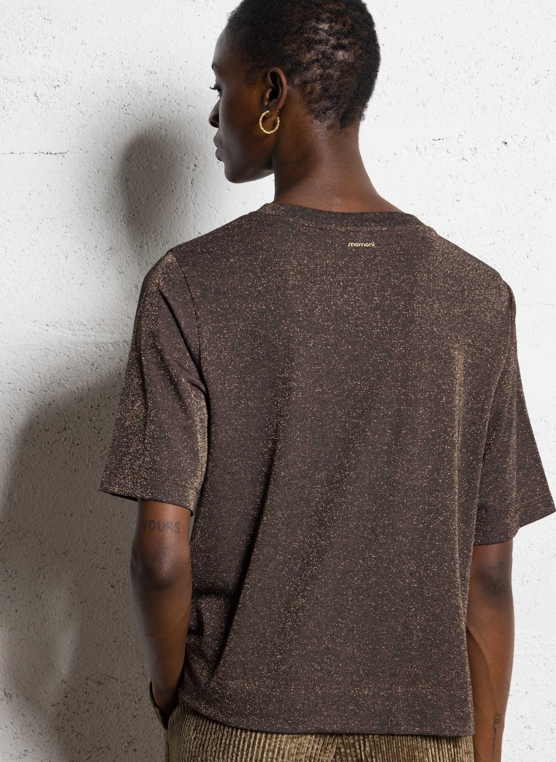 Rundhals-T-Shirt mit Pailletten Pflaume