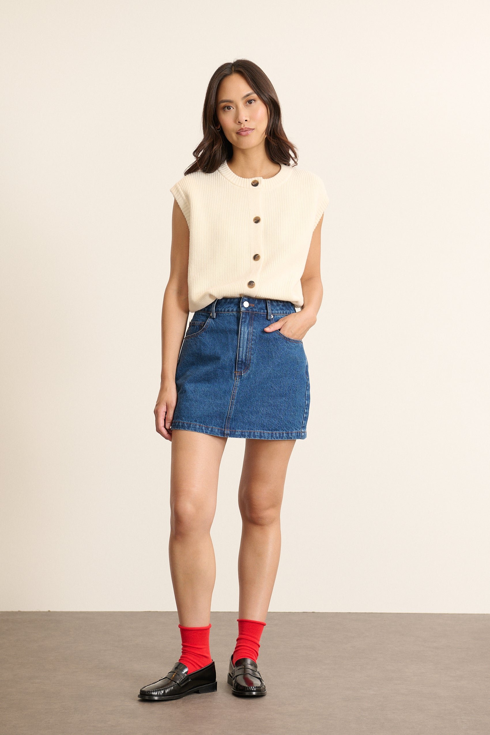 Short denim skirt Blue