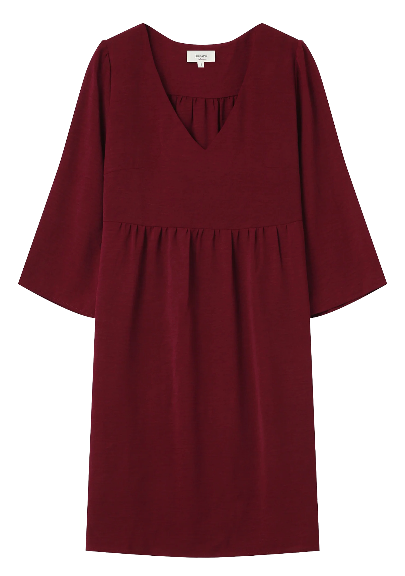 Robe courte col V unie GRACE ET MILA Rouge