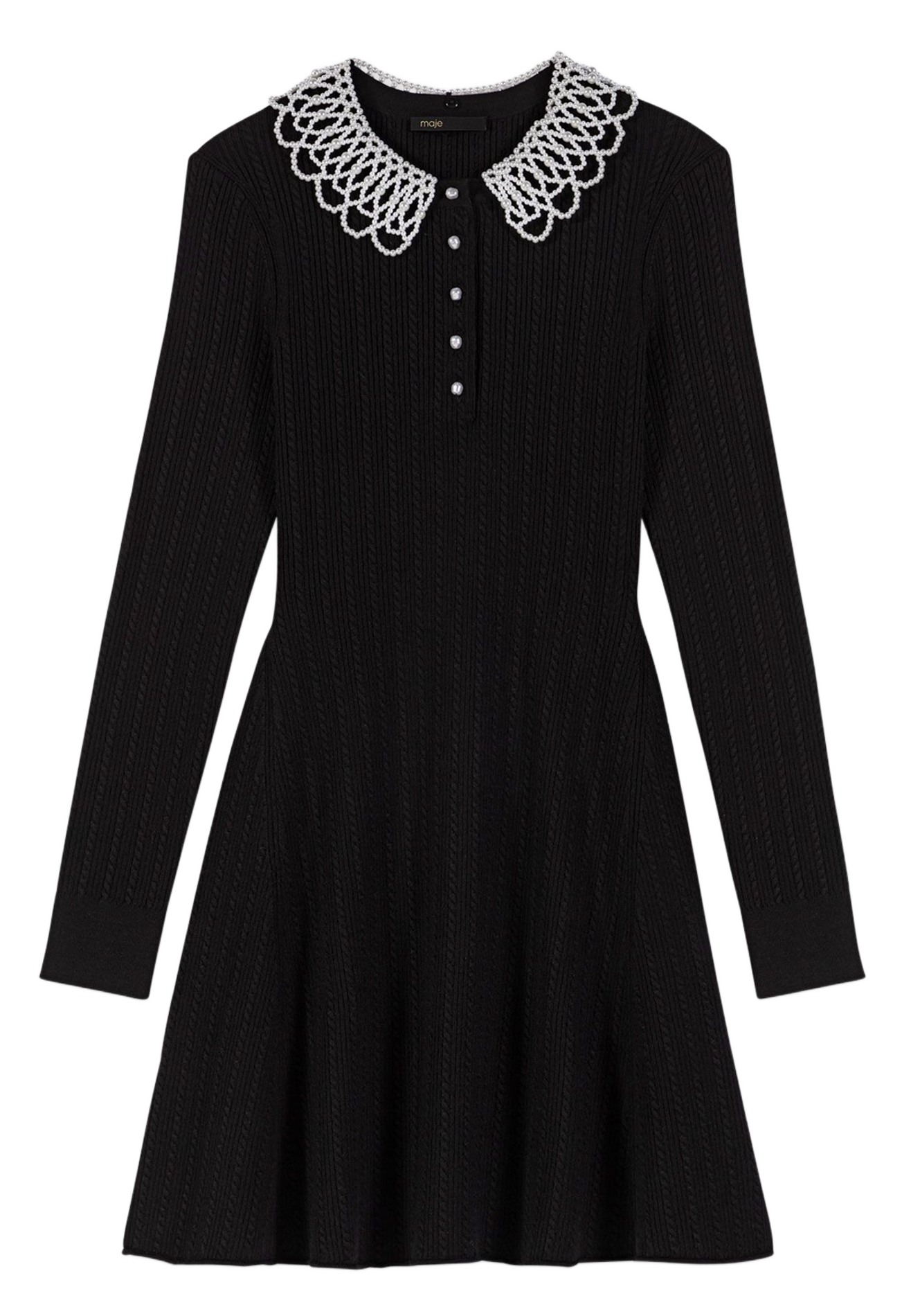Robe courte col rond en maille MAJE Noir