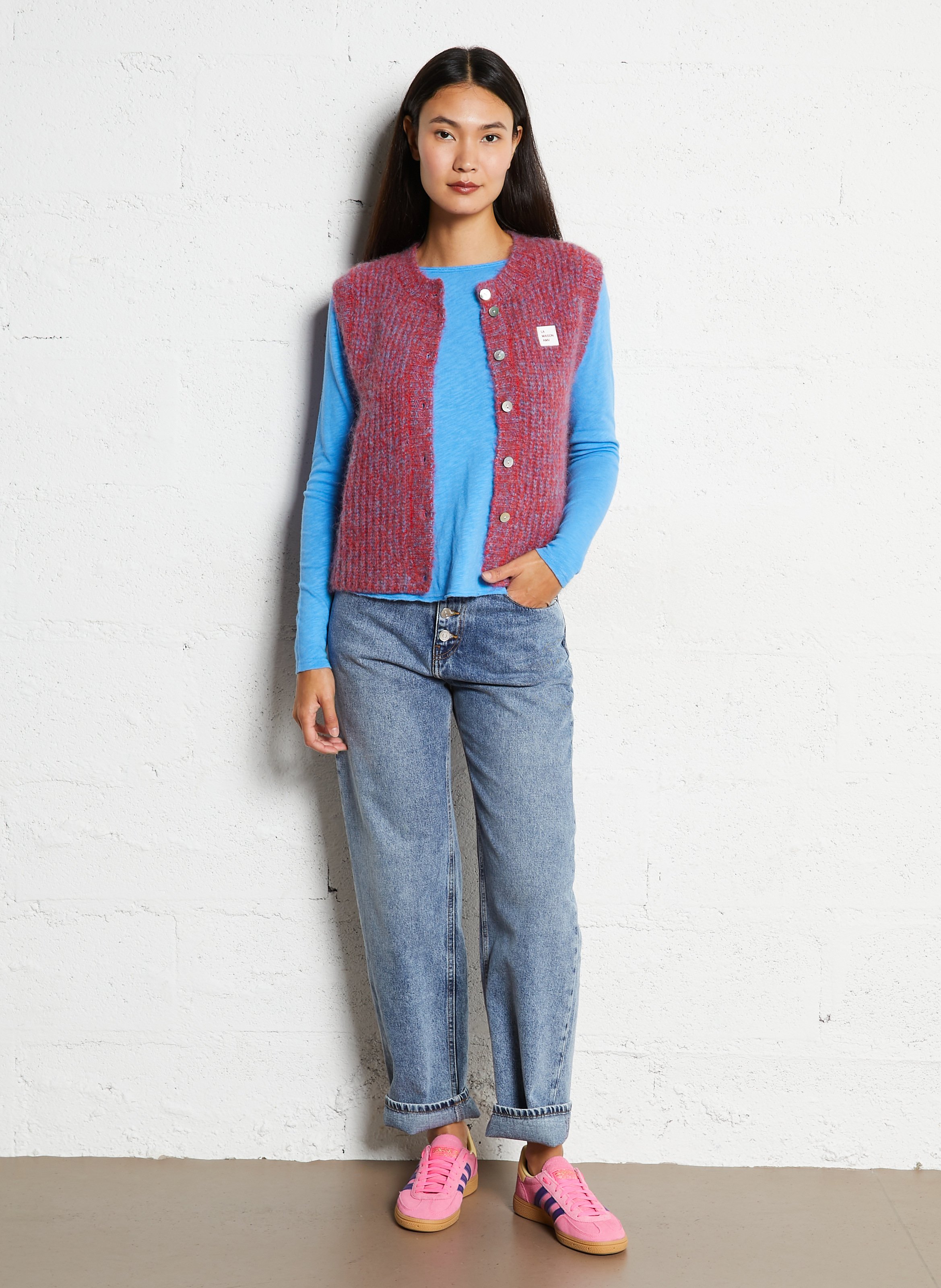 Straight round-neck cardigan AMERICAN VINTAGE Red