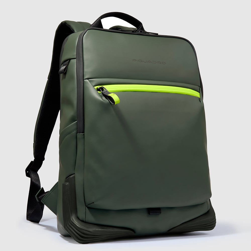 Backpack for computer and ipad® with chest strap, bottle pocket PIQUADRO Green
