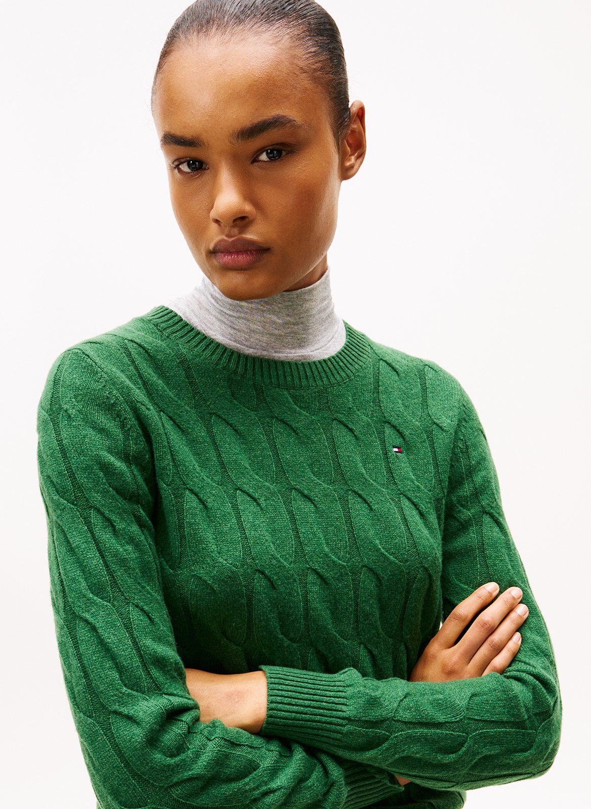 Pull col rond en laine  TOMMY HILFIGER Vert