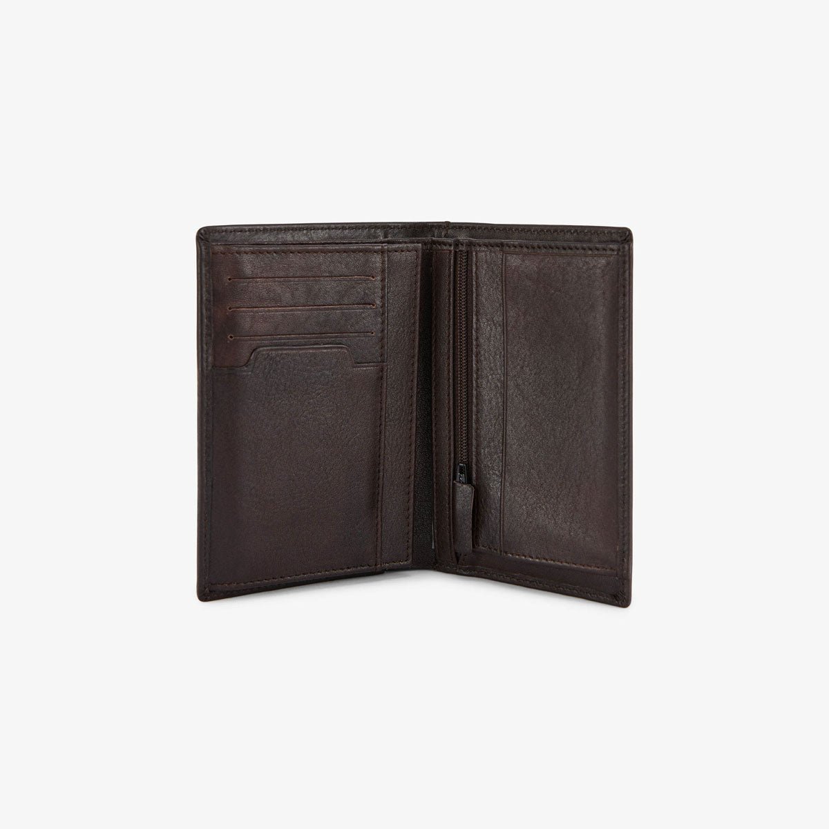 Brown leather wallet with metal logo SERGE BLANCO Brown