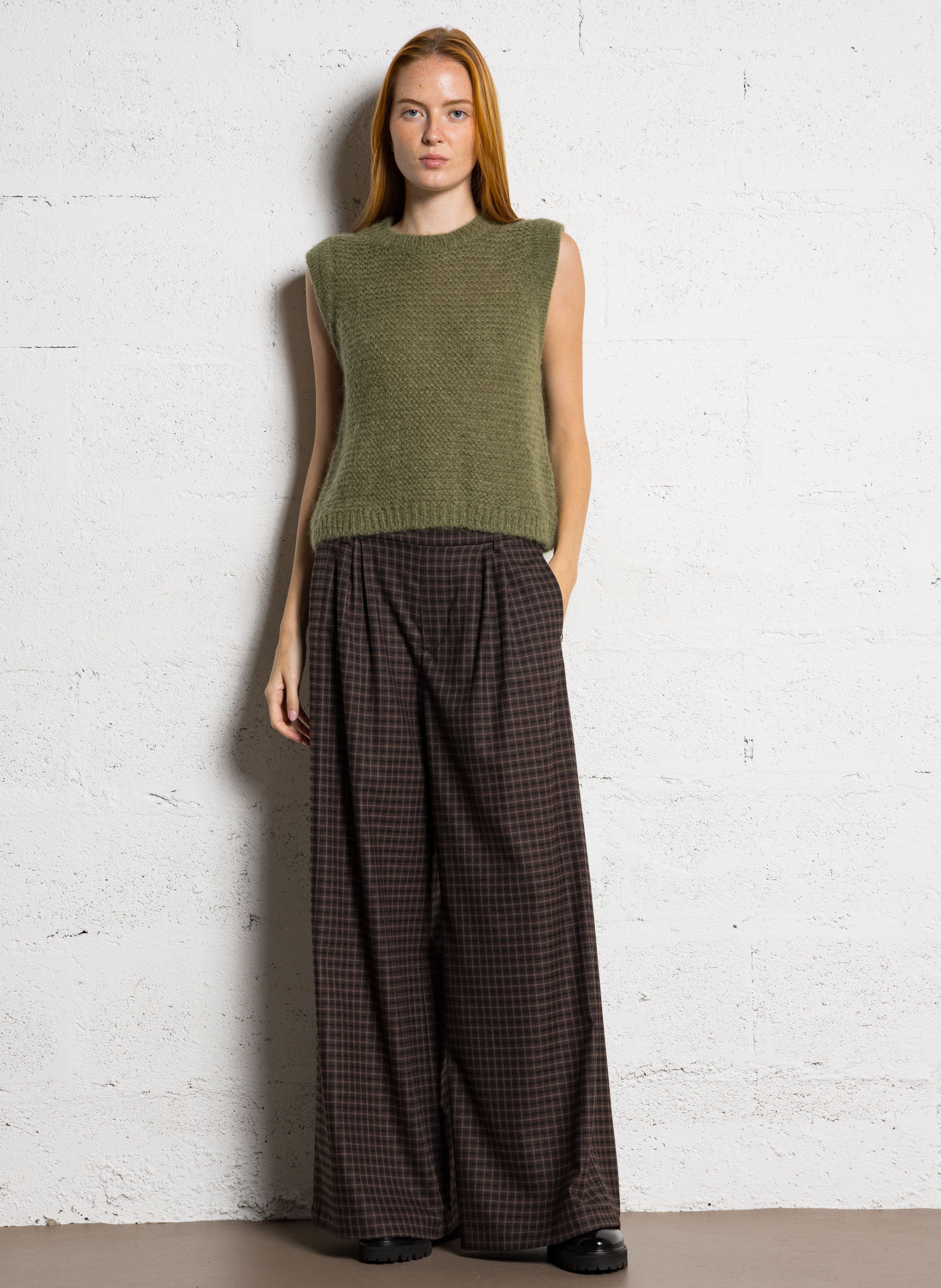 Pull sans manches col rond en laine mélangée SUD EXPRESS Vert