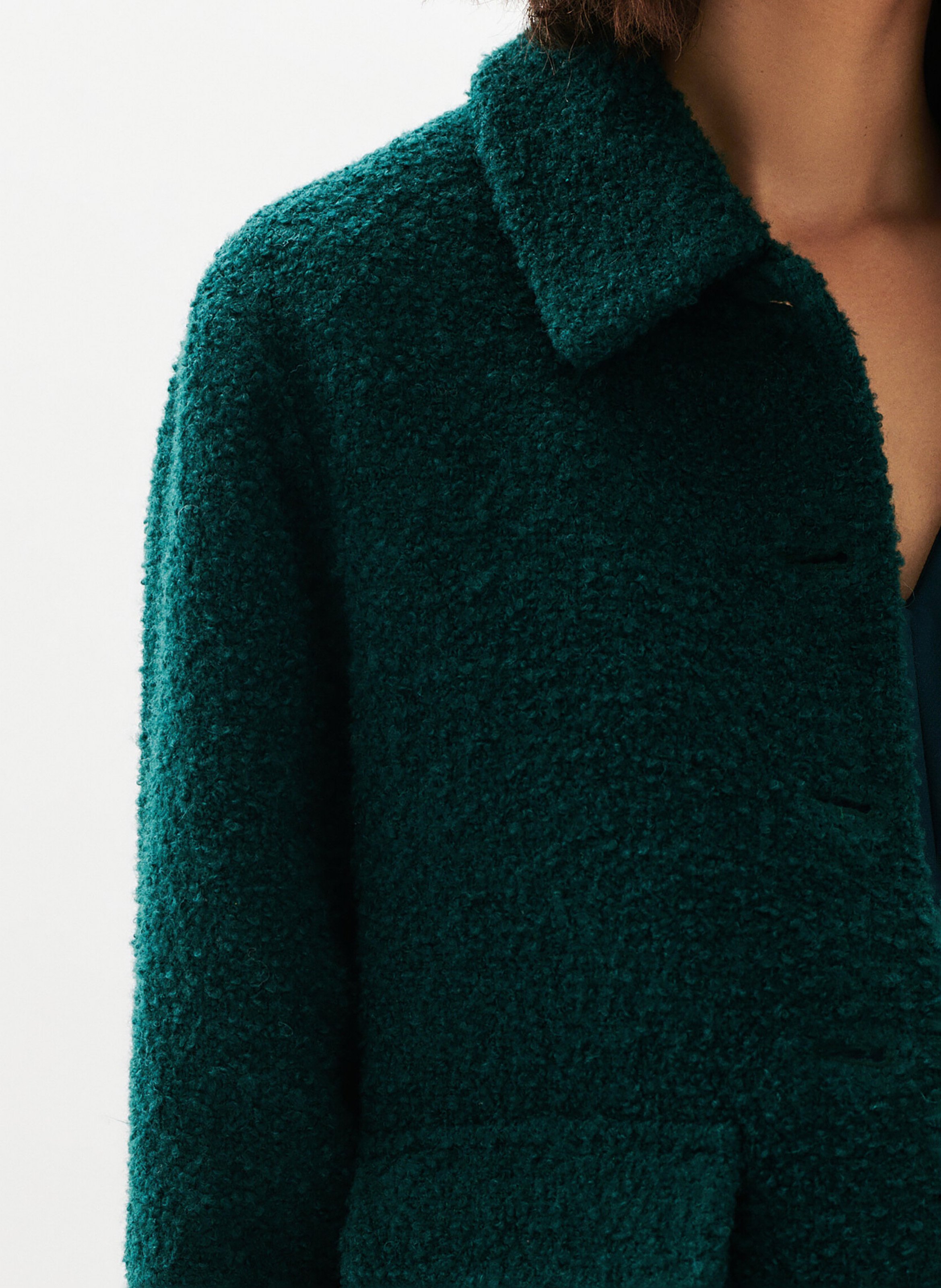 Solid Buttoned Straight Jacket CAROLL Blue