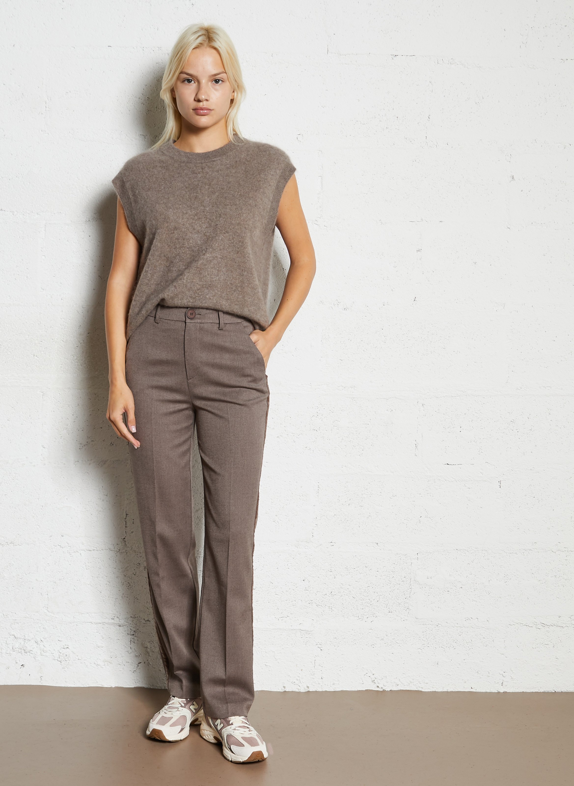 Norton printed straight trousers SUD EXPRESS Brown