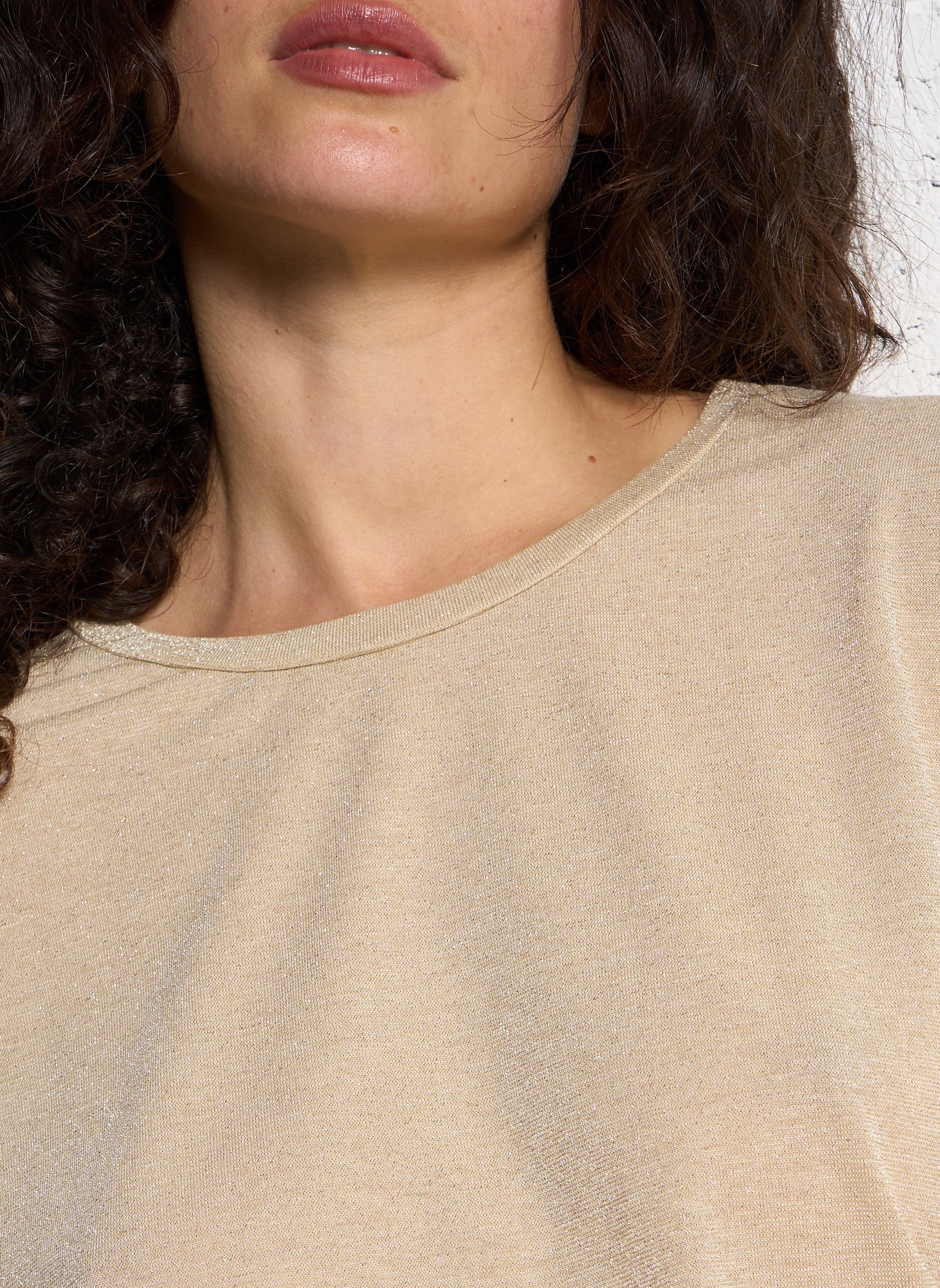 Flowy loose sequined t-shirt PLEASE Beige