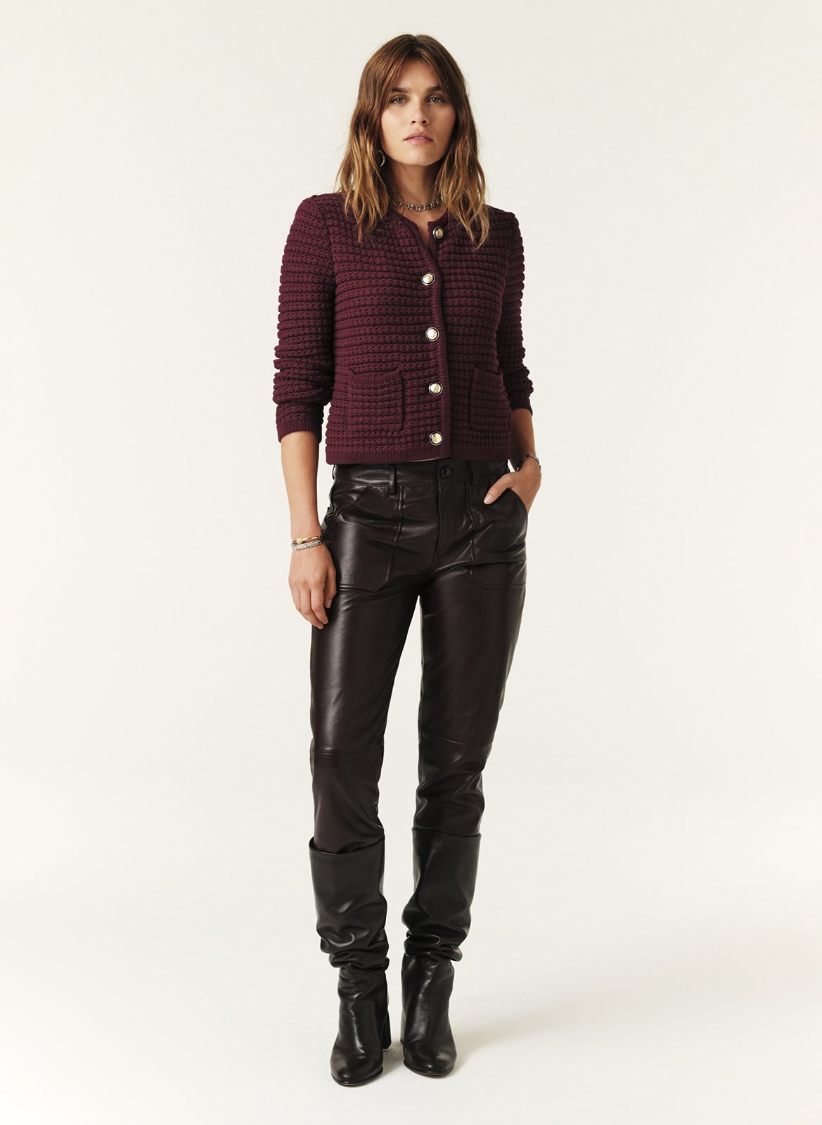 Vest met lange mouwen van gemengd katoen BA&SH Paars