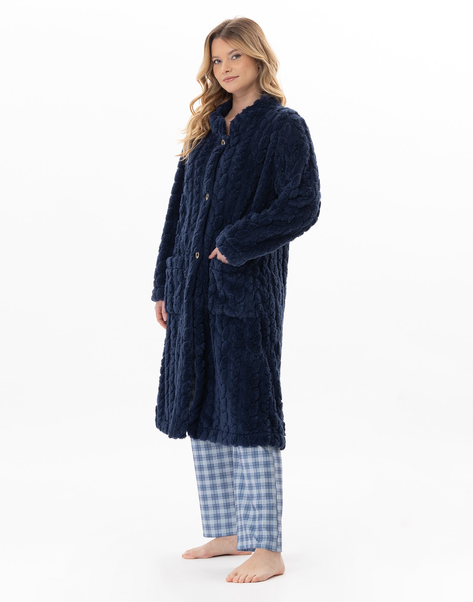 Braided effect button-up dressing gown LE CHAT Blue