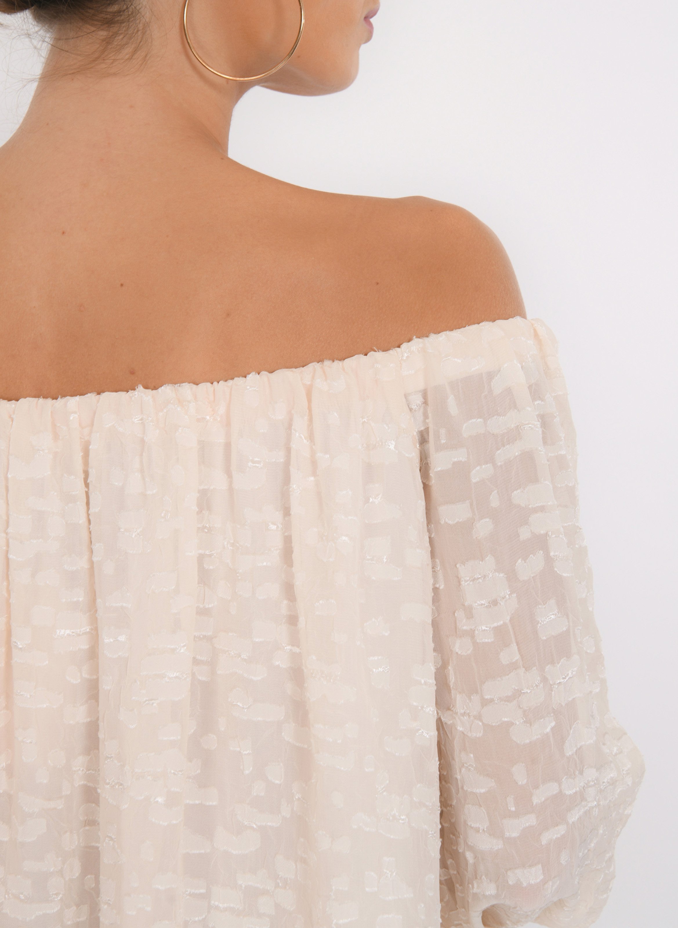 Blouse met bardot-hals en textuurpatroon KOOKAI Wit