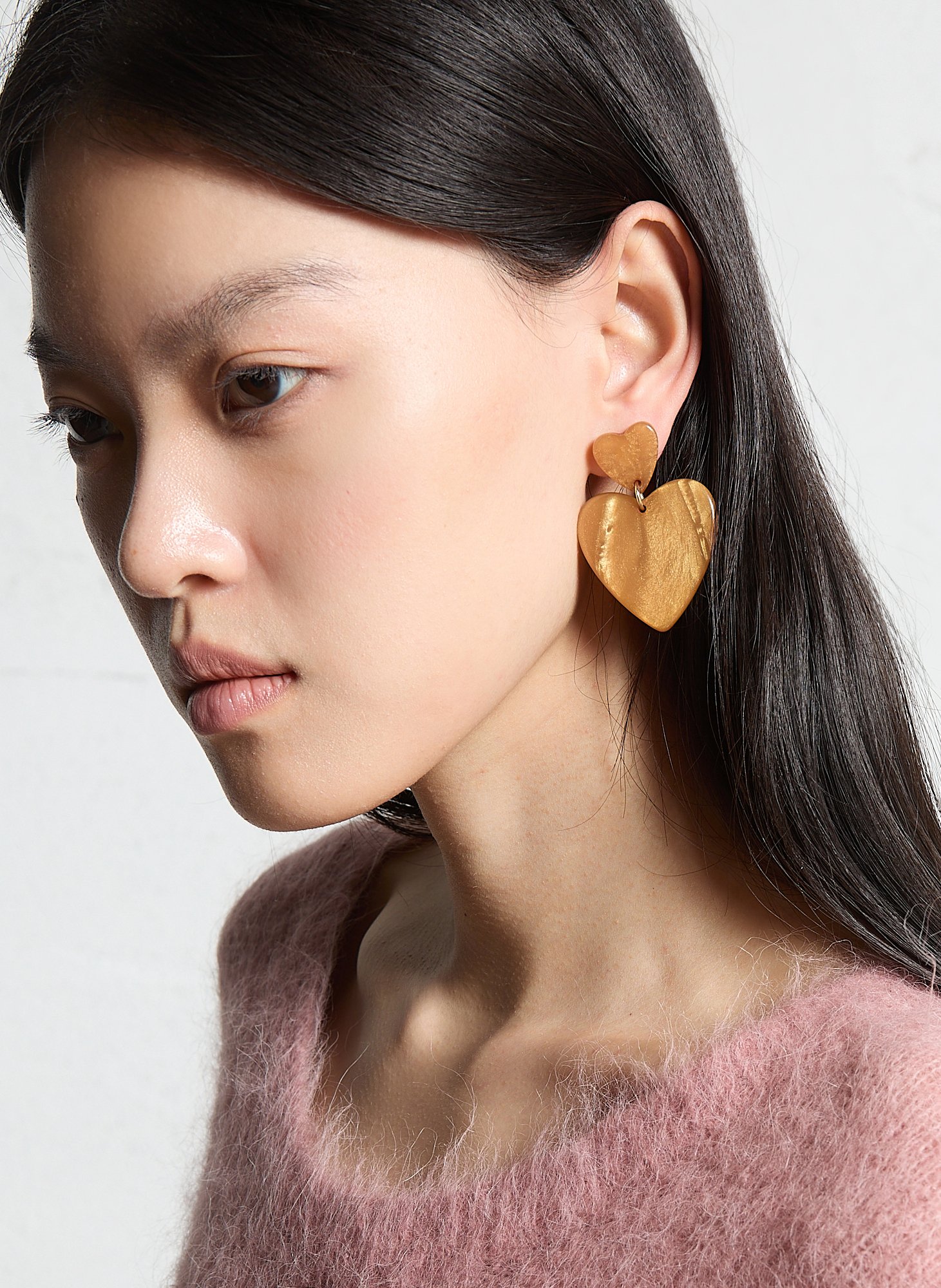 Pendientes doble corazón FEEKA Amarillo