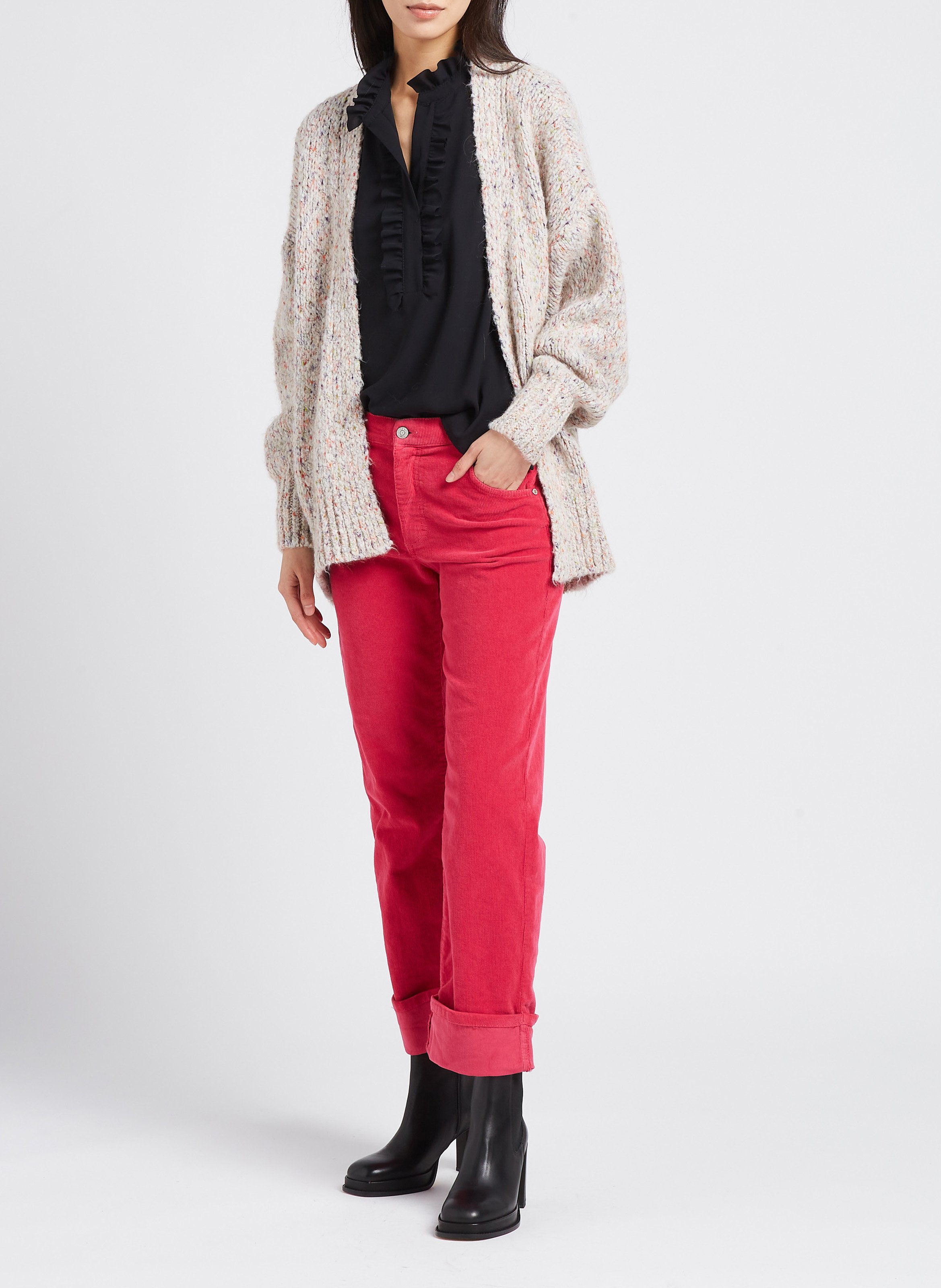 Braided knit waterfall cardigan PLEASE Beige