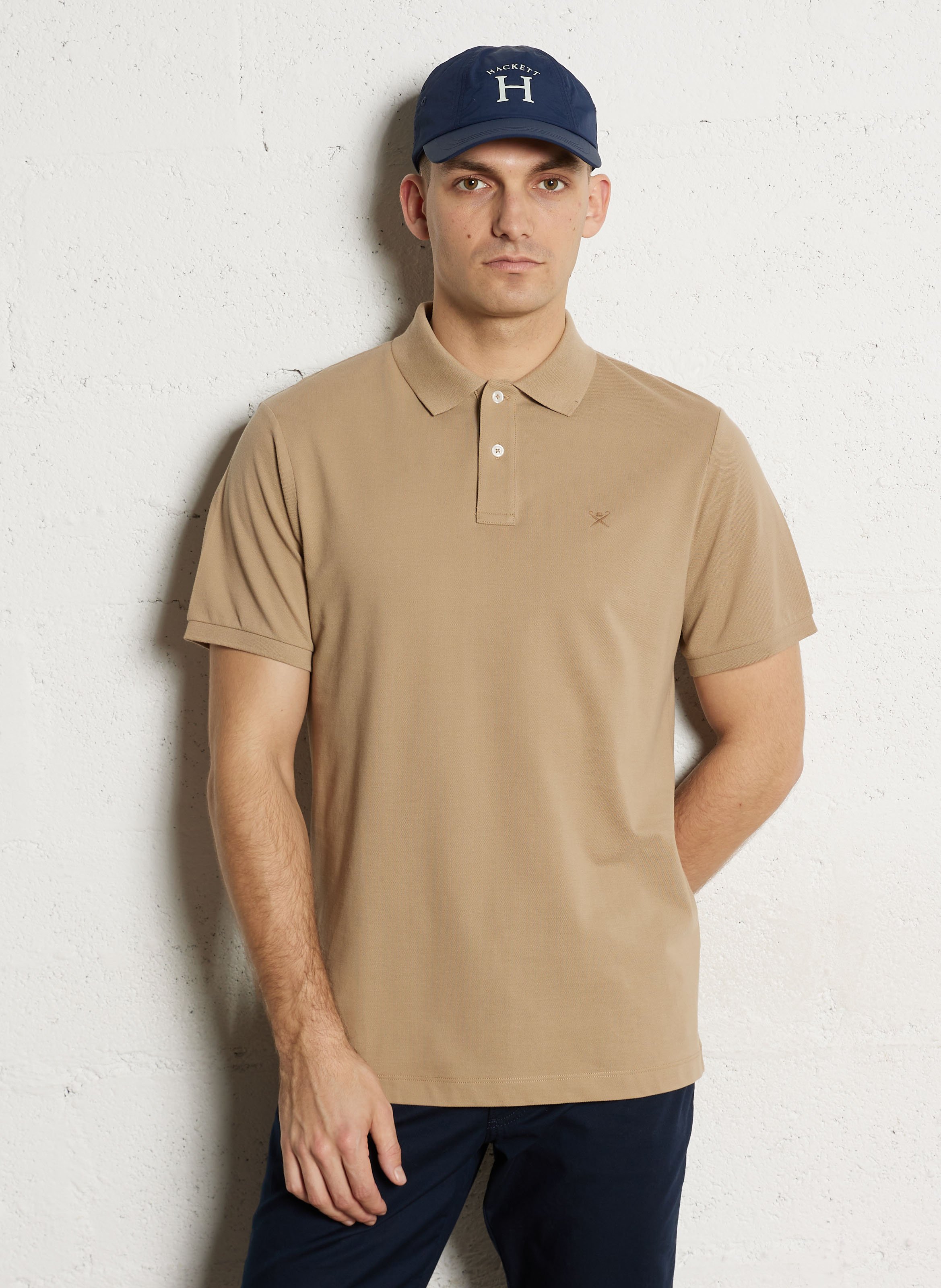 Polo droit manches courtes uni à logo HACKETT