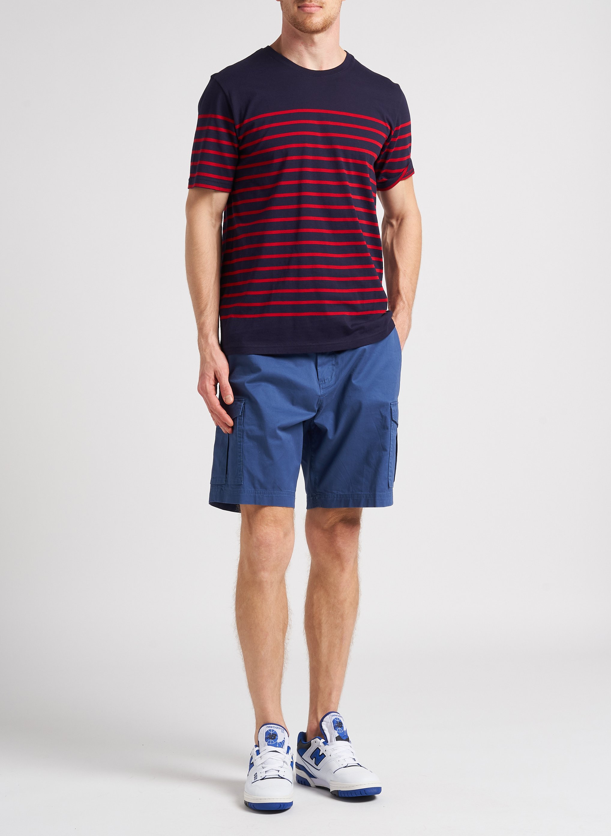 Straight organic cotton-blend Bermuda shorts SELECTED Blue