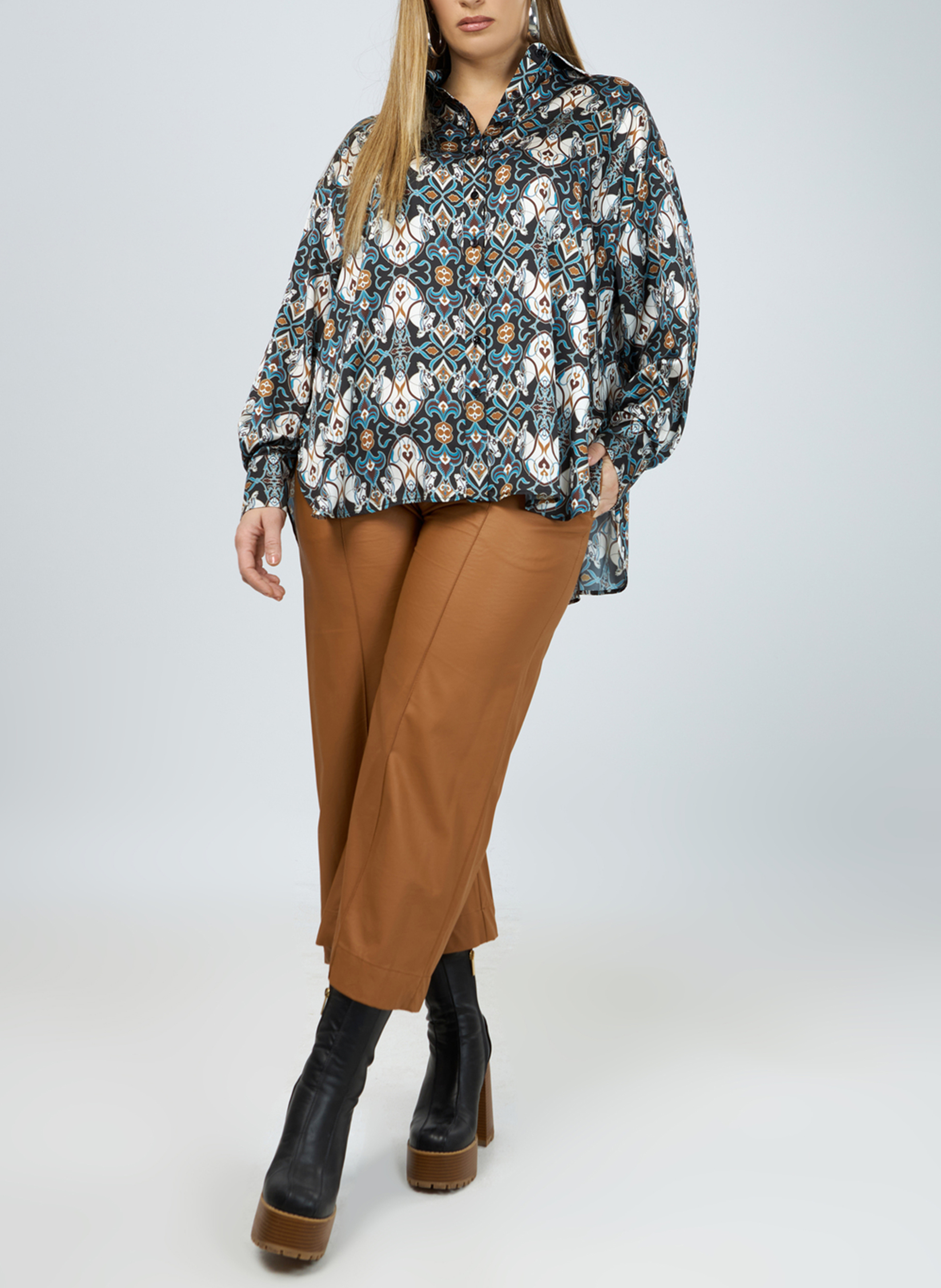 Chemise col classique imprimée  MAT FASHION Bleu