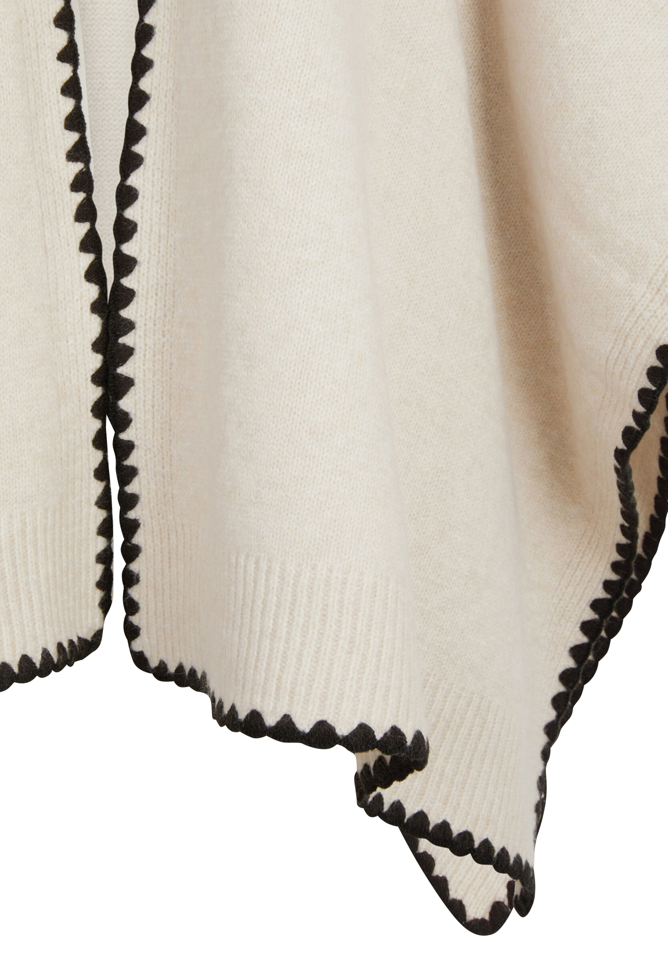 Poncho ample uni à bords contrastés MORGAN Beige