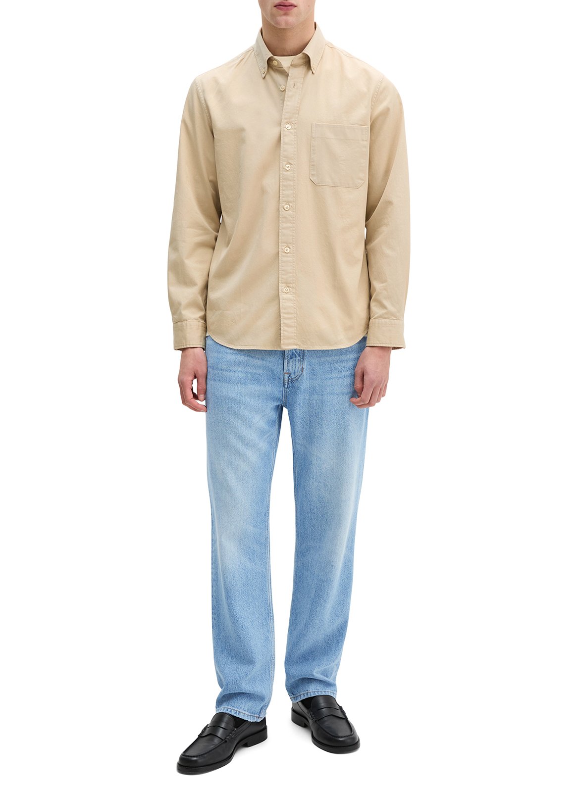 Einfarbiges Hemd aus Baumwolle MARC O'POLO Beige