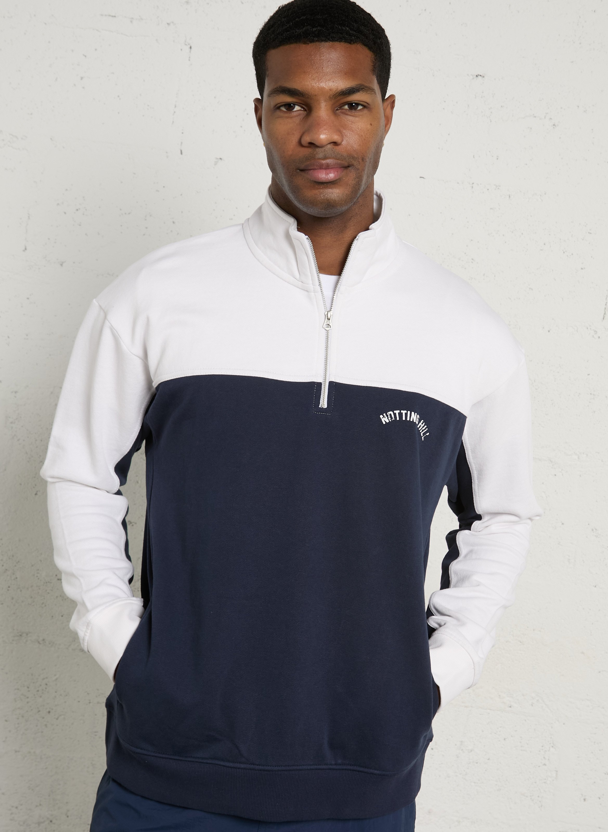 Sweat droit col montant en coton PEPE JEANS Bleu