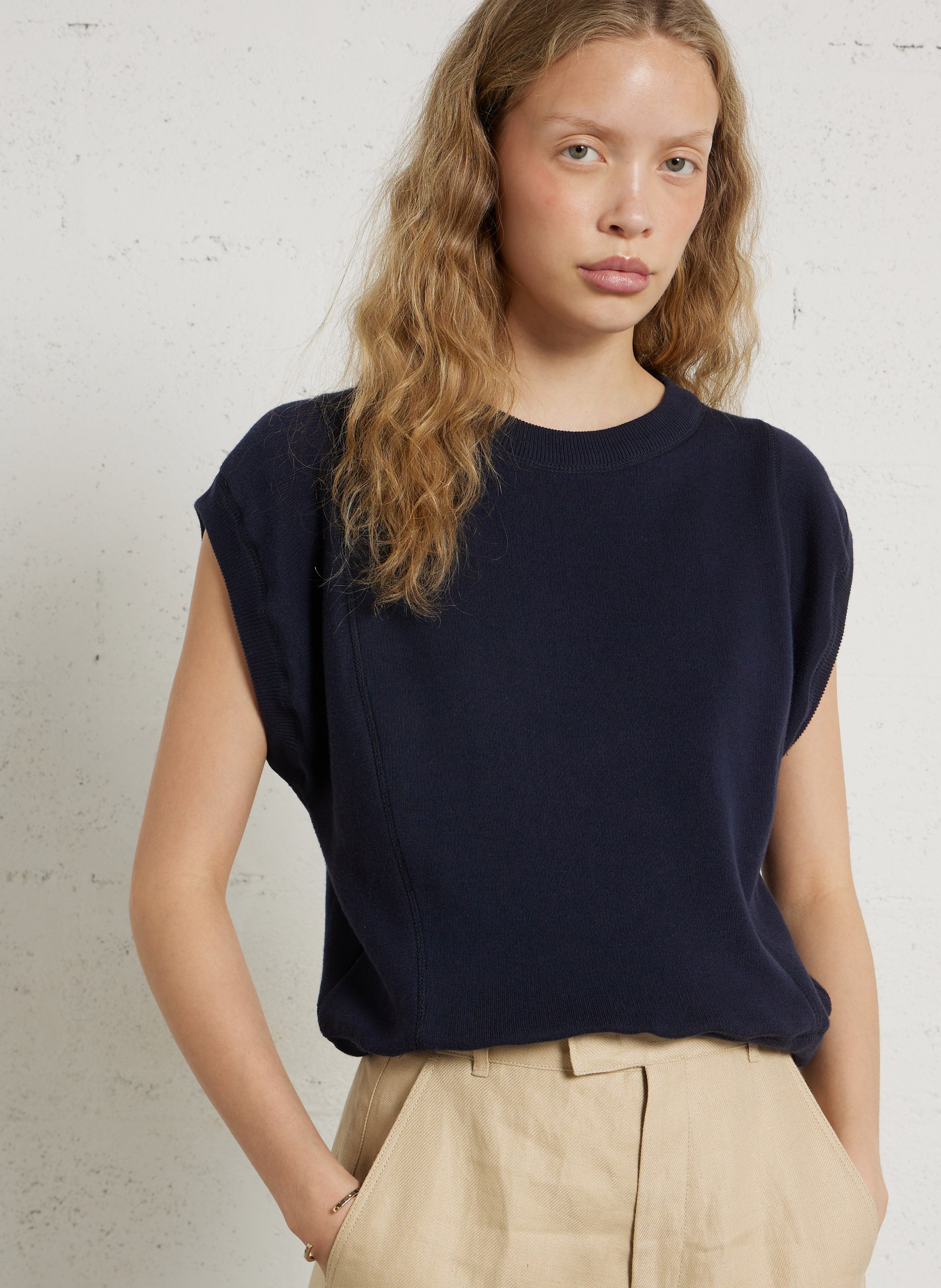 Oversize Rundhalsausschnitt Pullover aus Bio-Baumwolle MAISON ANJE Blau