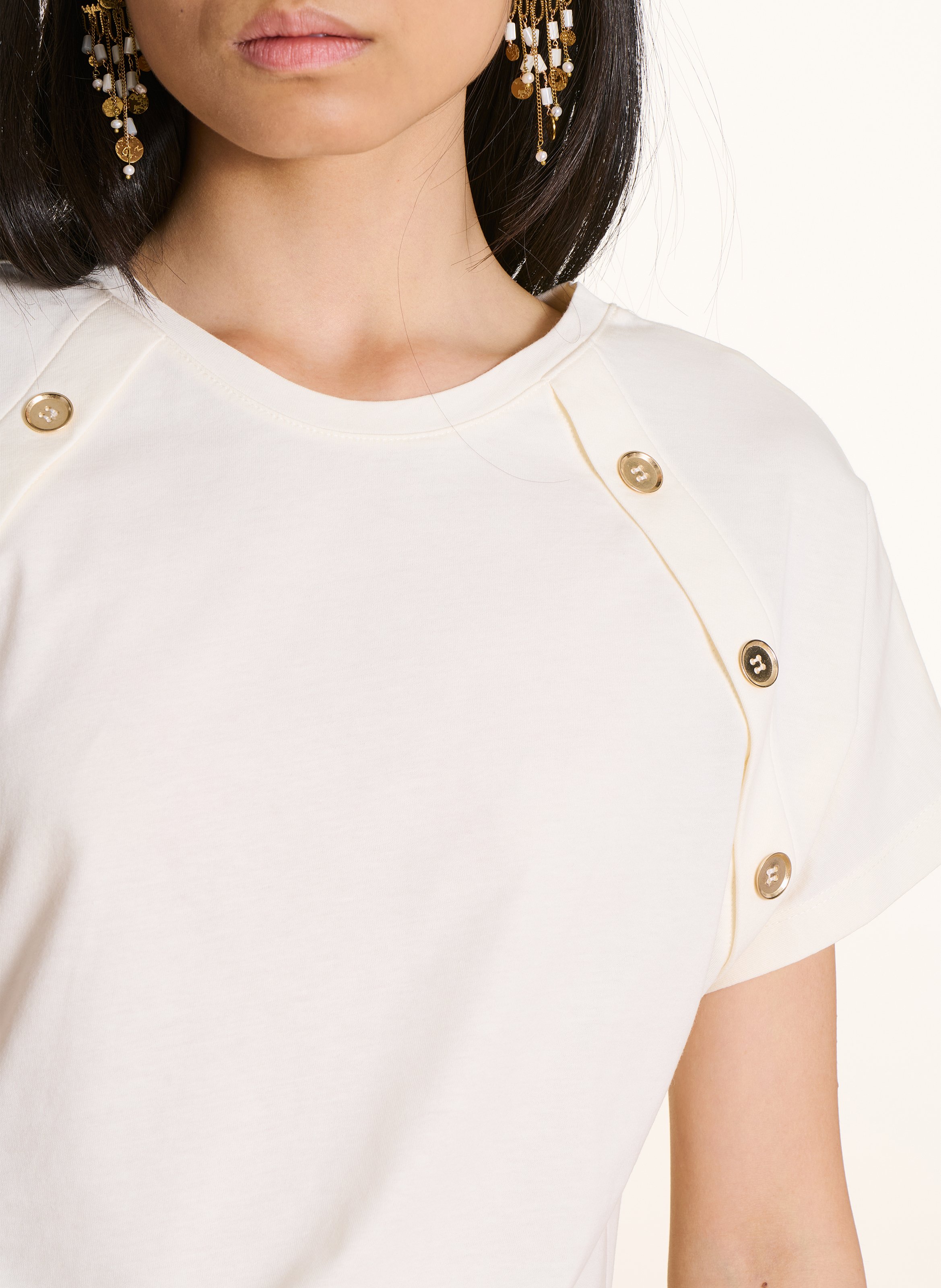 Tee-shirt droit col rond en coton bio LA FEE MARABOUTEE Blanc