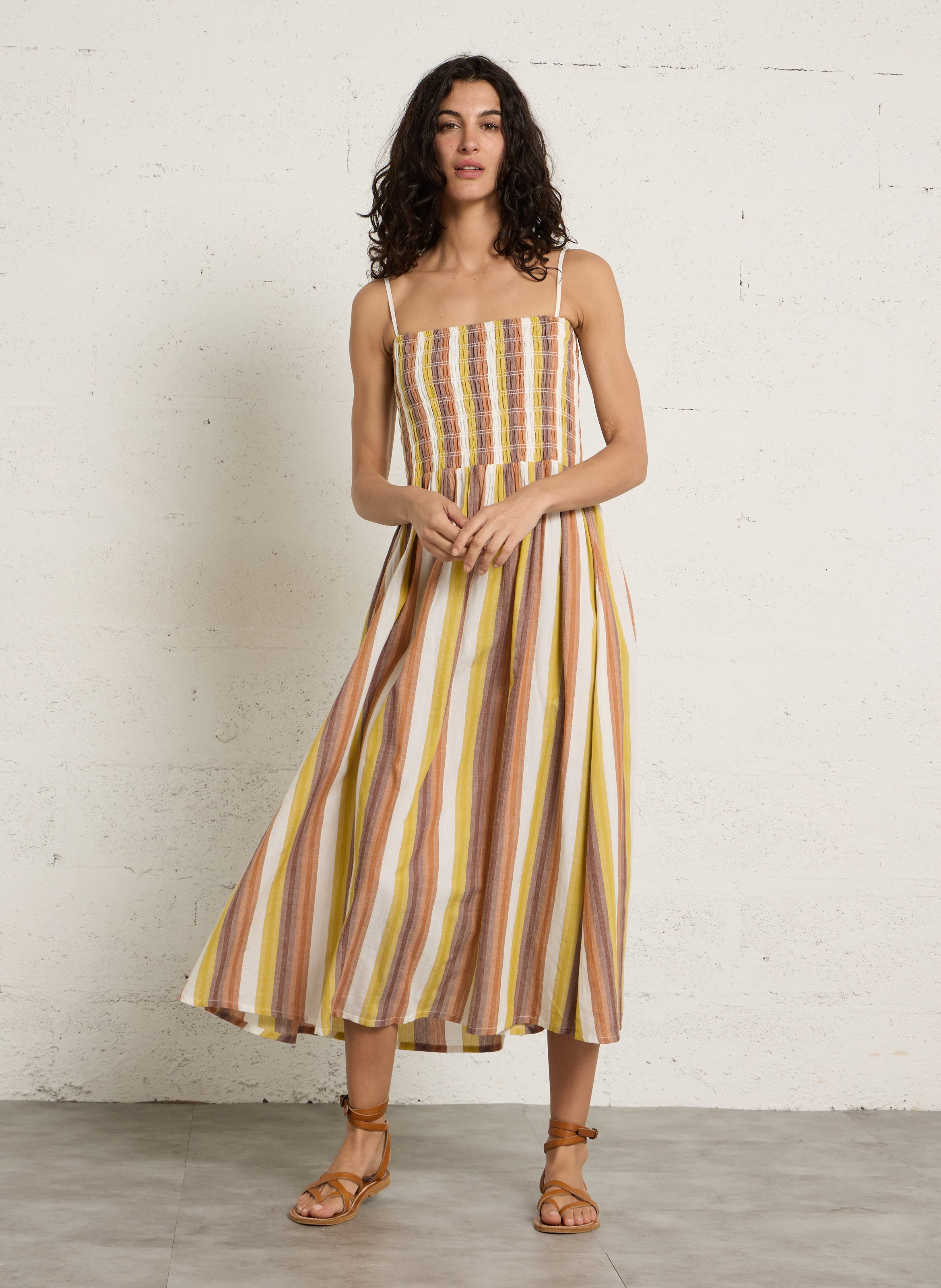 Gestreiftes Midikleid PETITE MENDIGOTE Grun