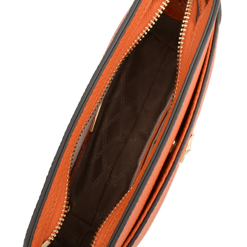 Crossbody bag in cowhide leather Orange