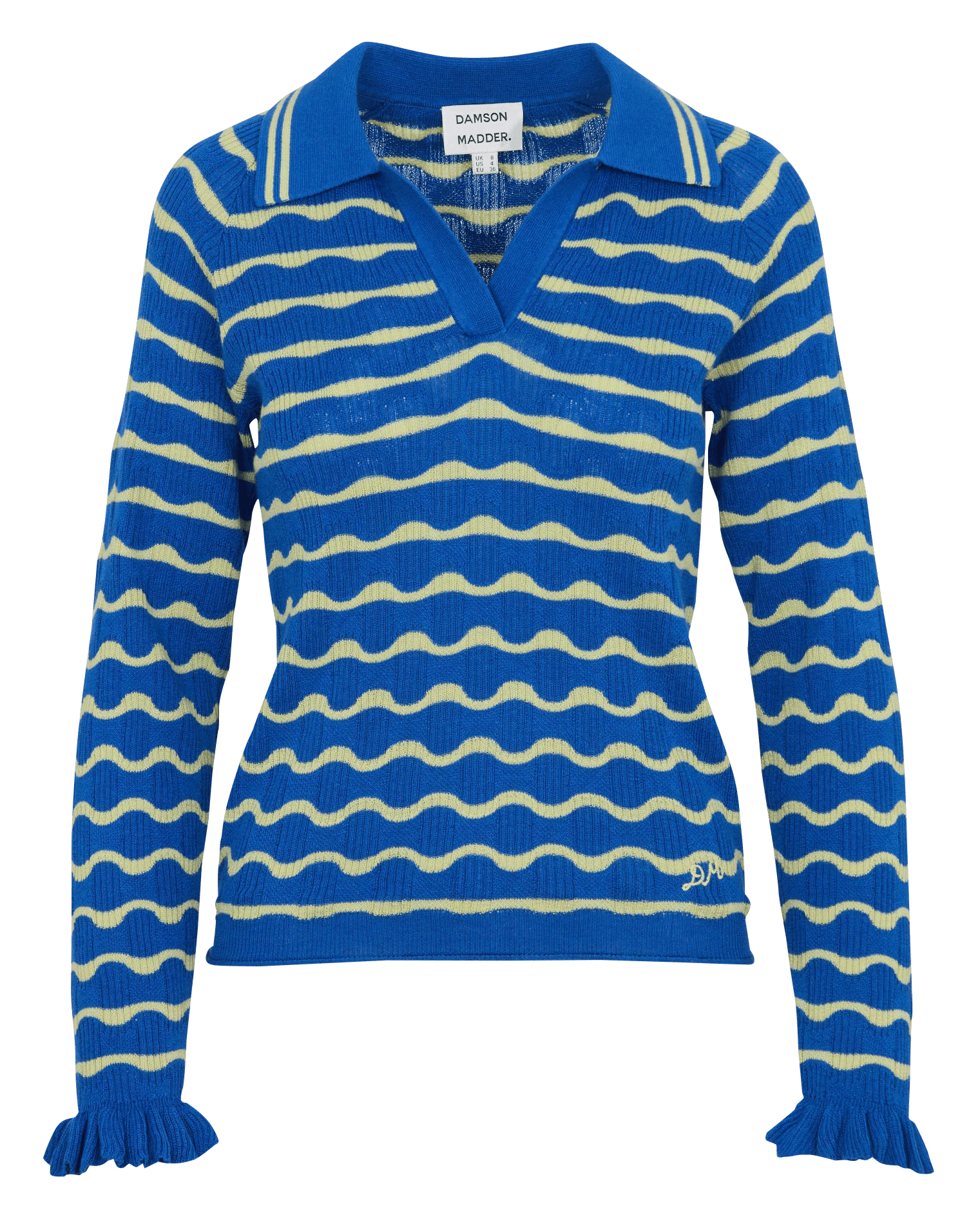 Pull col polo à rayures vagues DAMSON MADDER Bleu