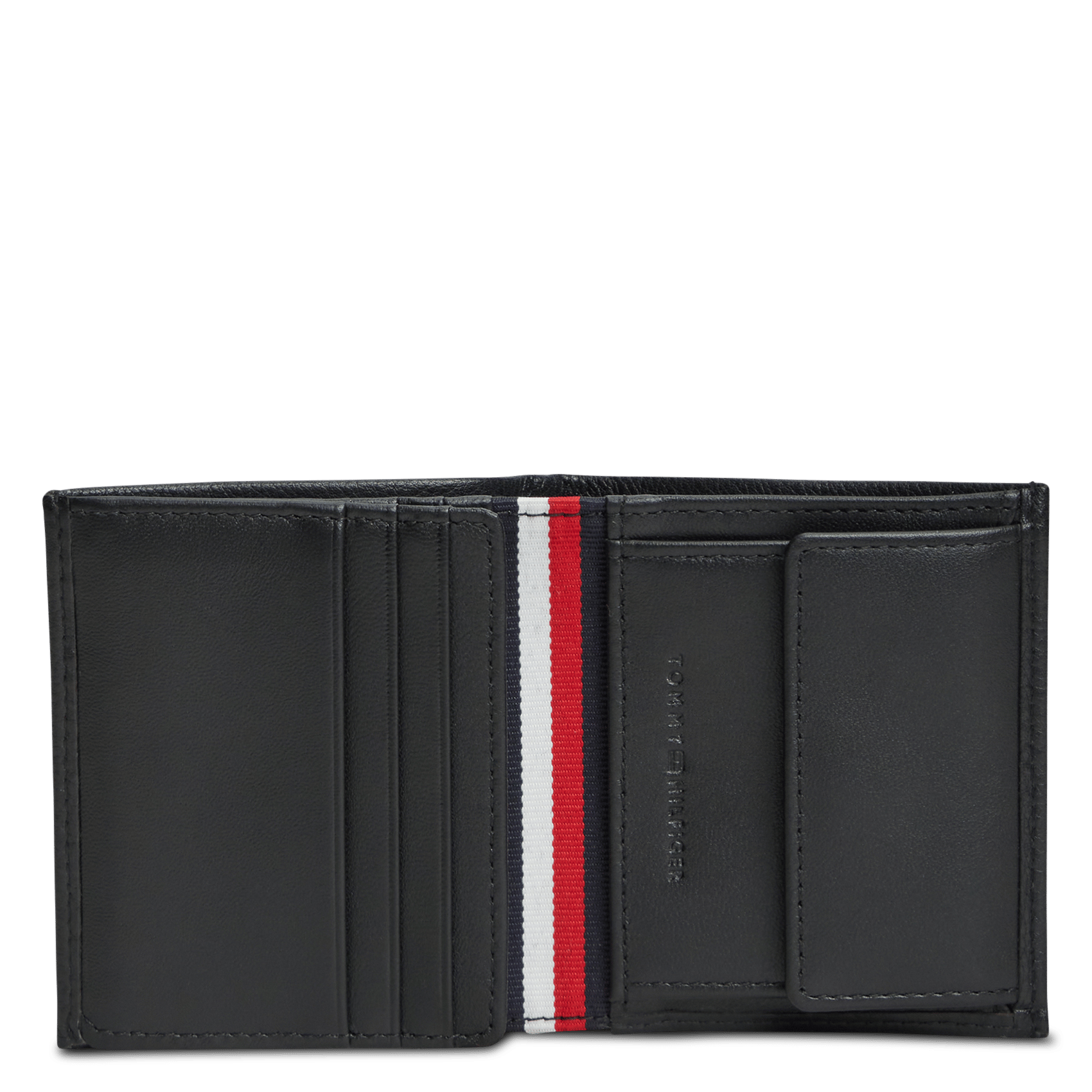 Portemonnee met kleppen van leer TOMMY HILFIGER Zwart