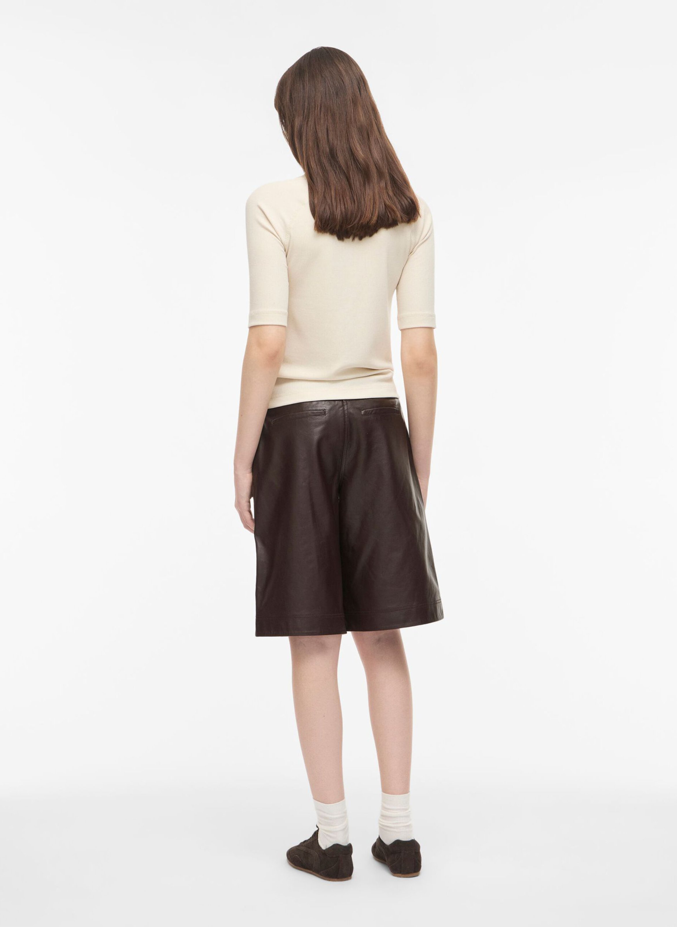 Kurze lange große Lederhose ROUGE EDIT Braun