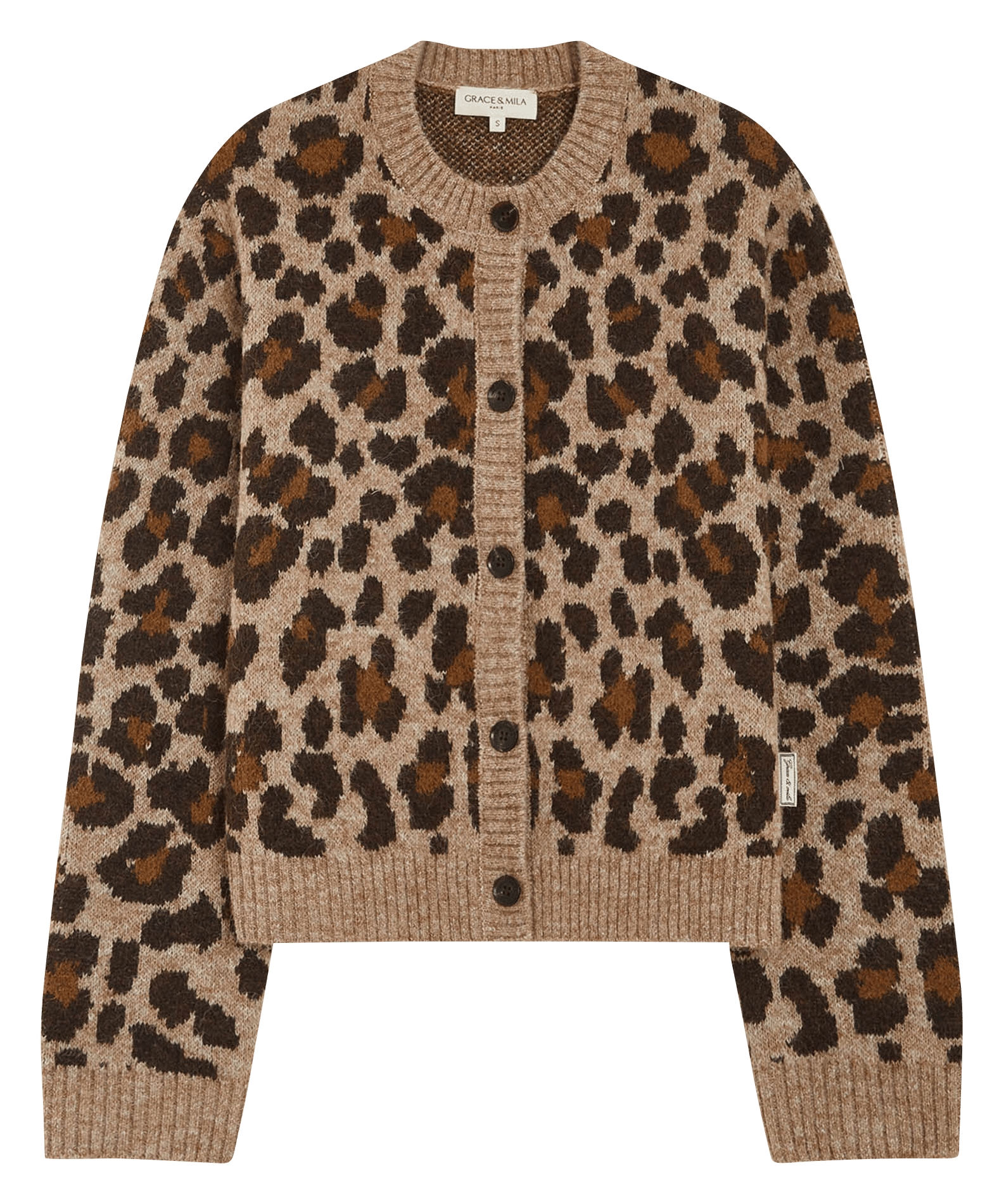 Cardigan droit imprimé GRACE ET MILA Marron