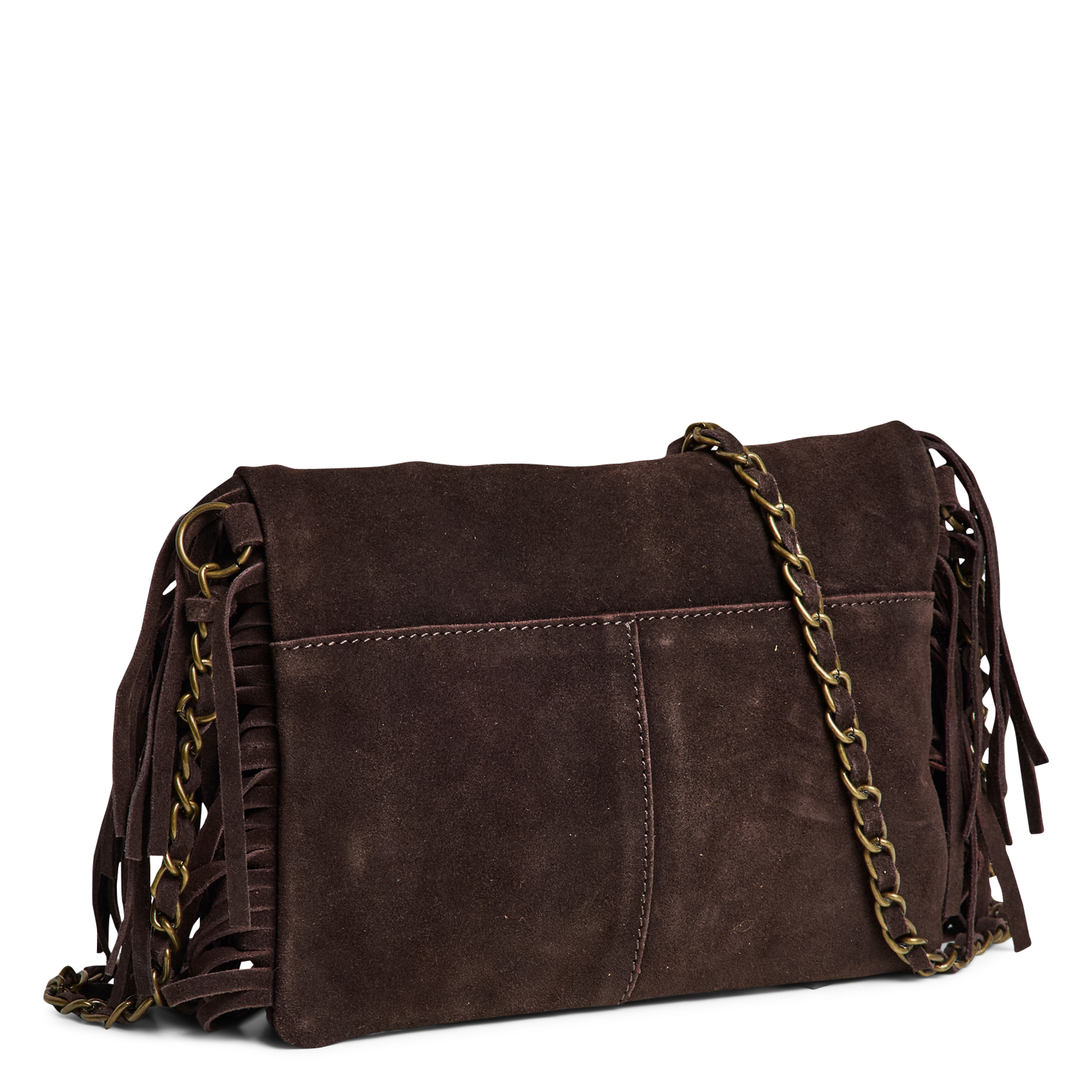 Leather shoulder bag PIECES Brown