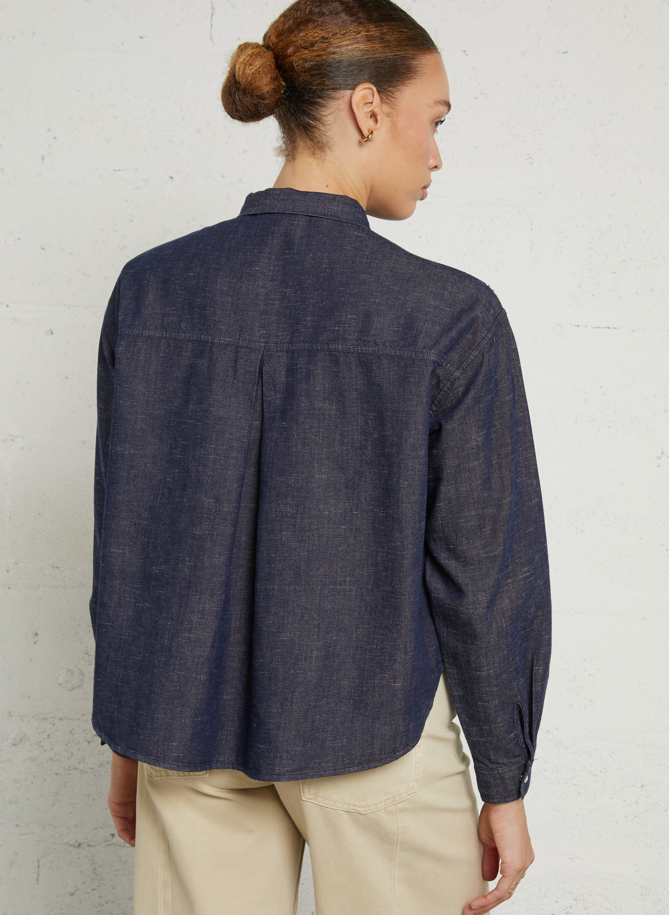 Loose-fitting denim effect blouse JC SOPHIE Blue