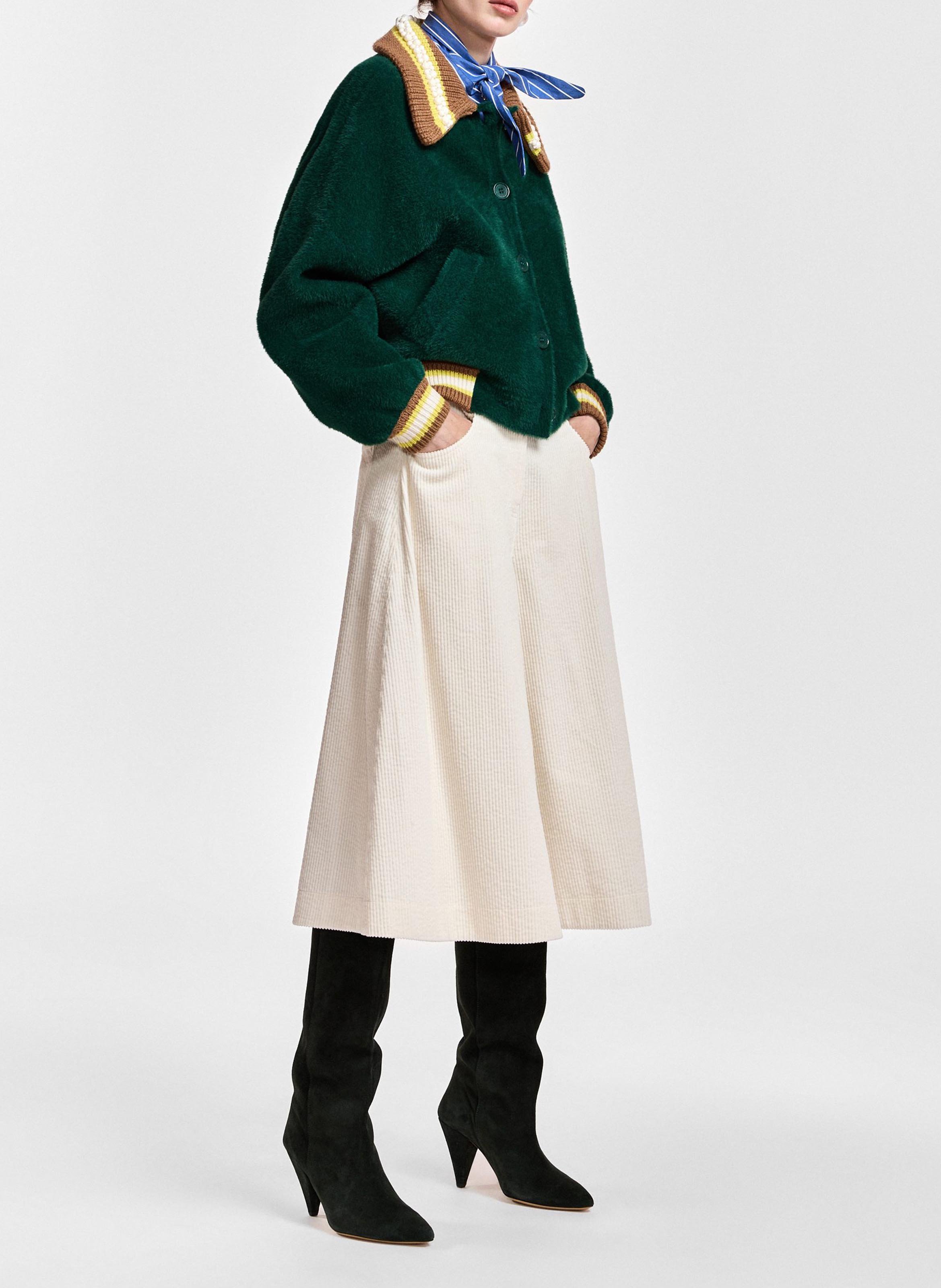 Loose fit cardigan with classic collar and button closure. ESSENTIEL ANTWERP Green