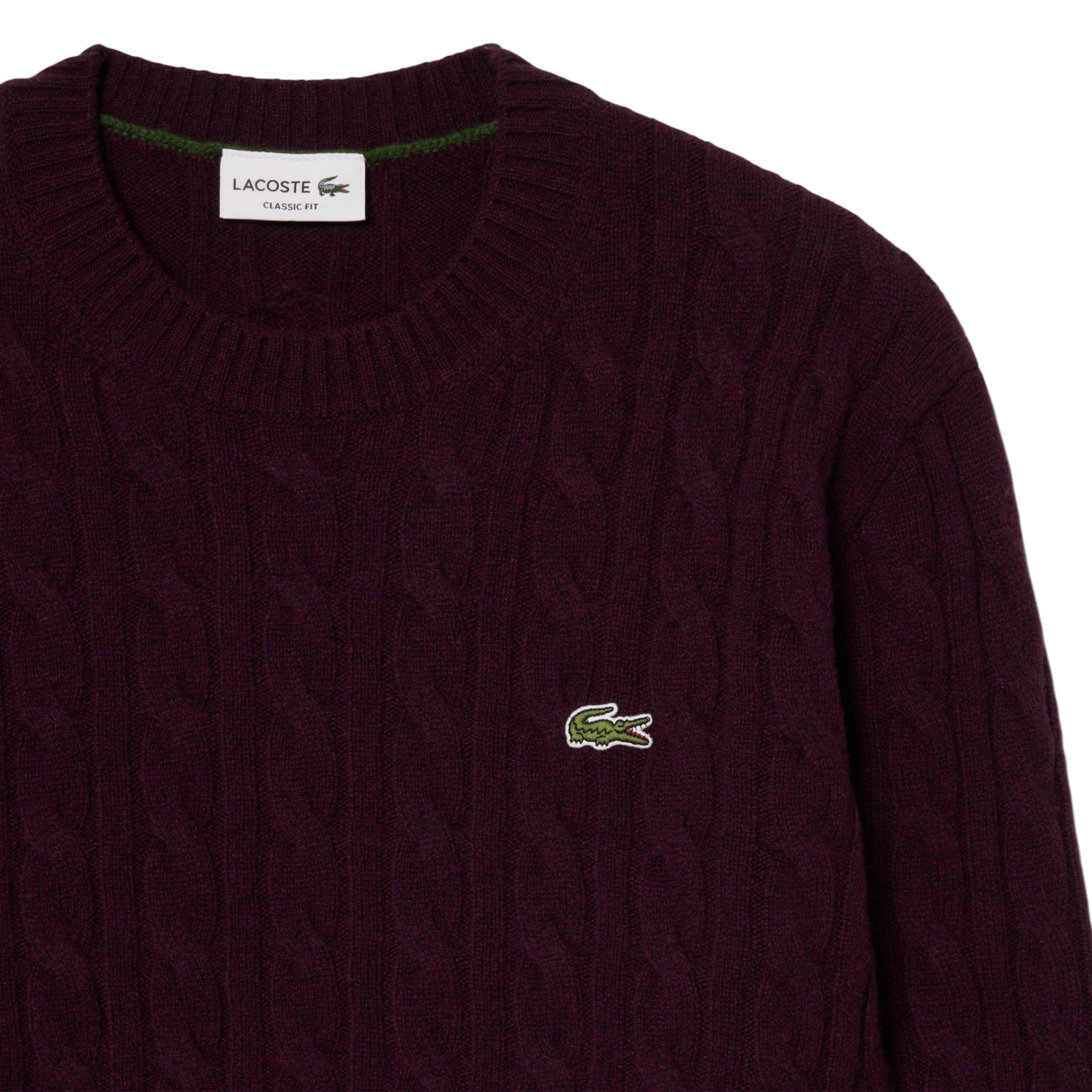 Straight wool cable-knit round-neck jumper LACOSTE Red