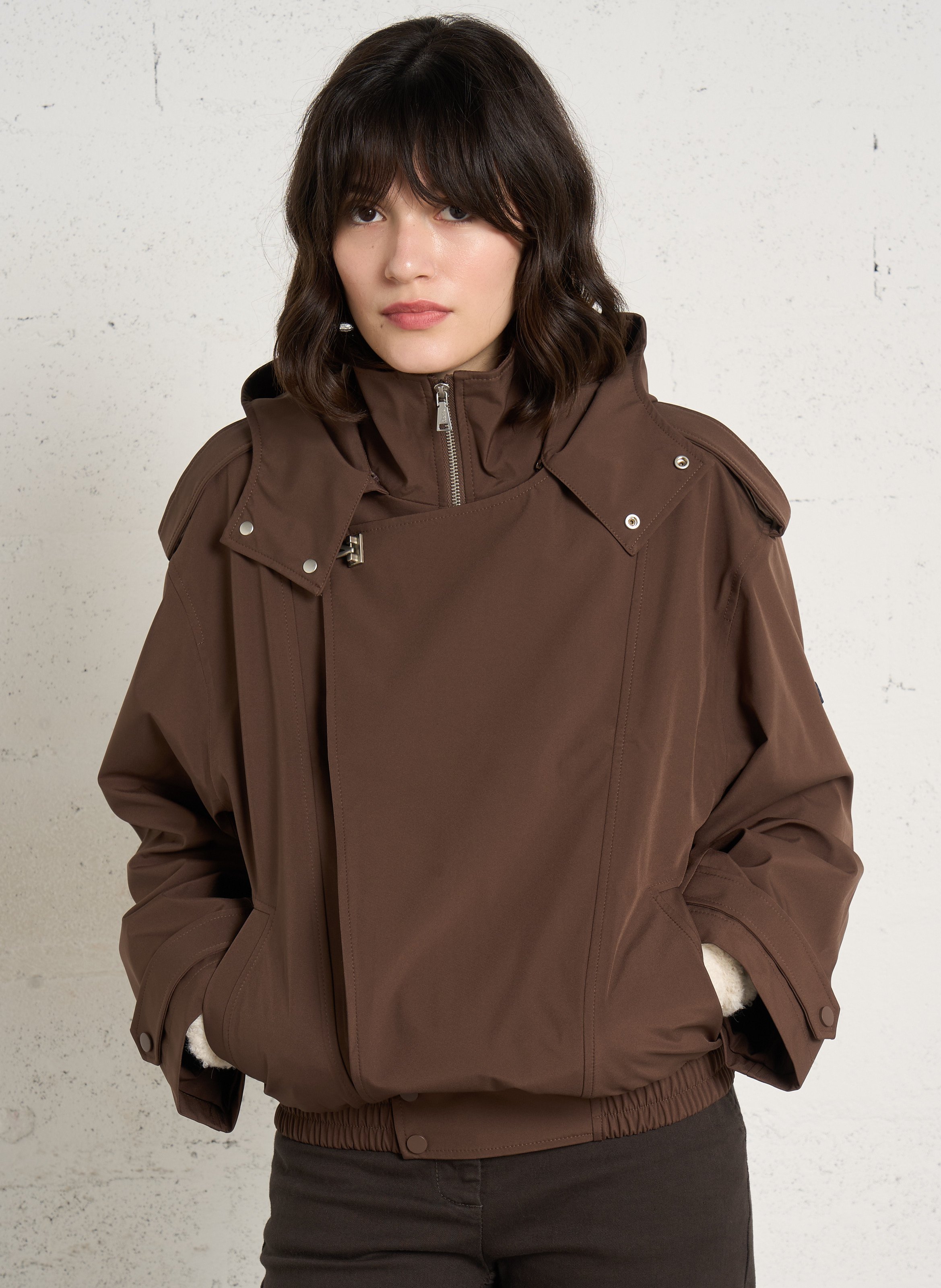 Relaxed-fit jacket with detachable hood FLOTTE Brown