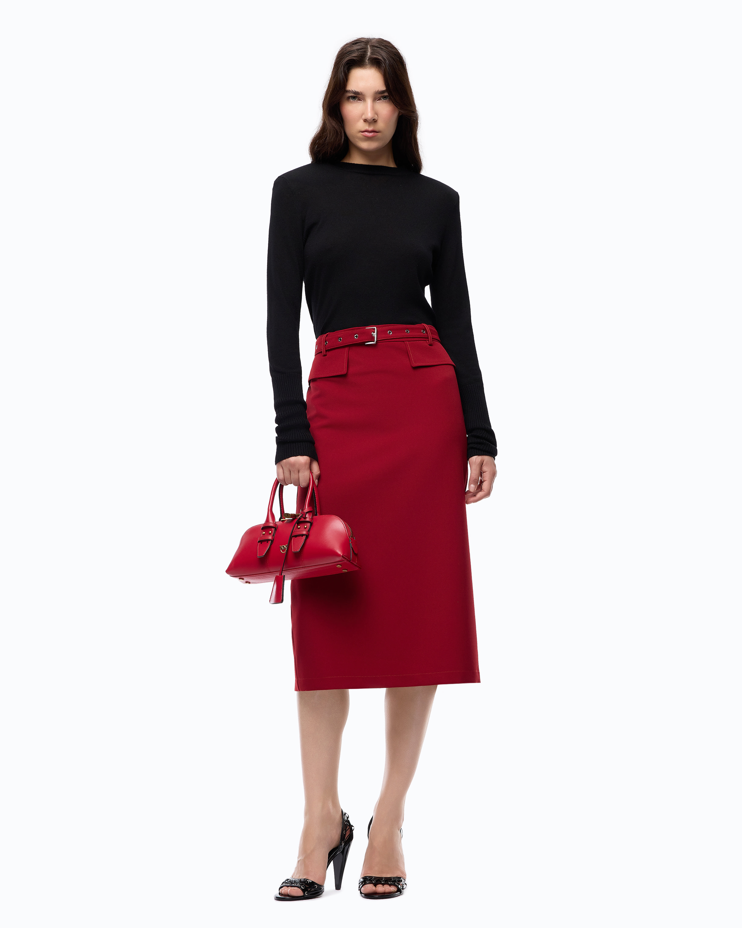 Pull en laine mérinos à épaulettes amovibles PINKO Noir