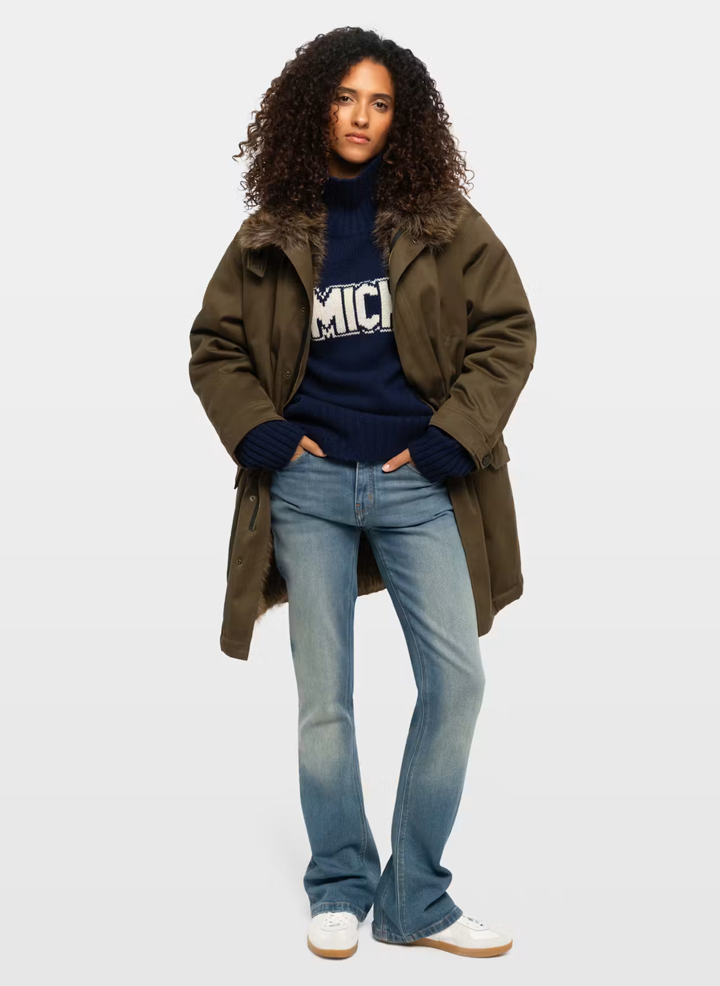 Effen mantel met opstaande kraag en knopen ZADIG&VOLTAIRE Groen