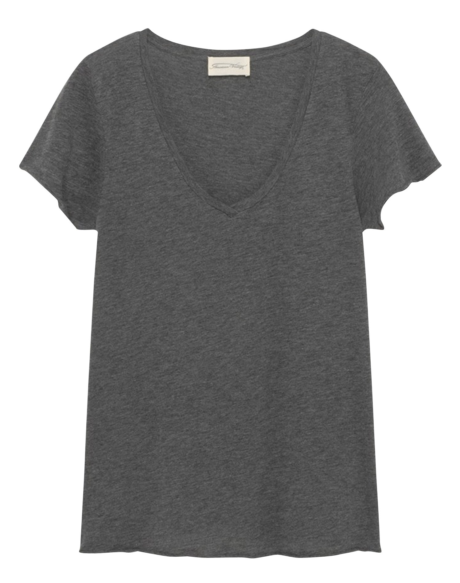 Tee-shirt col V en coton mélangé AMERICAN VINTAGE Gris