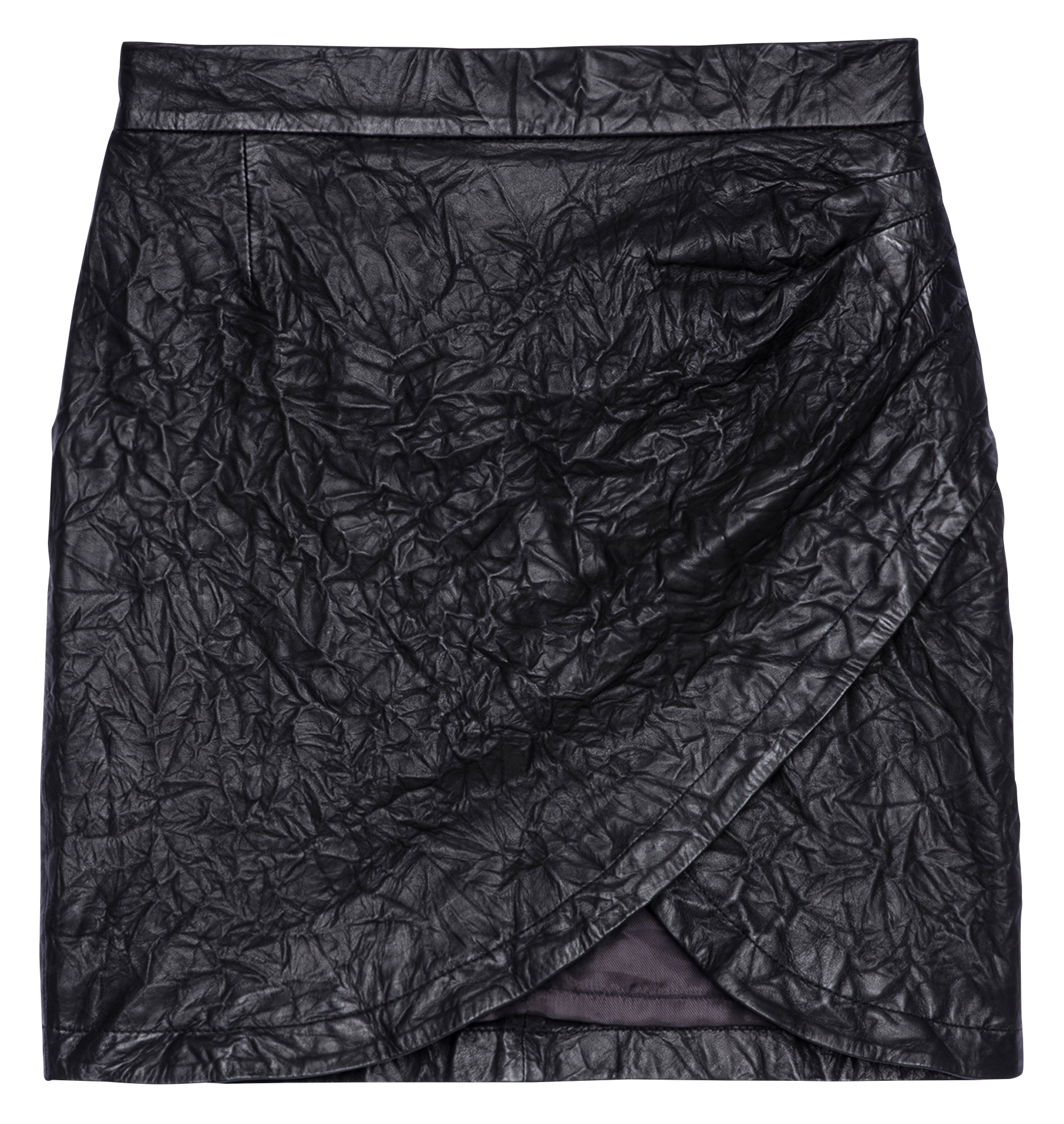 Jupe courte en cuir froissé ZADIG&VOLTAIRE Noir