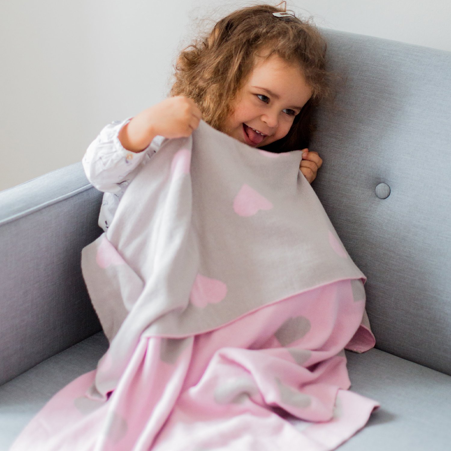 Ultra-soft knitted baby blanket - 100% cotton KINDSGUT Pink