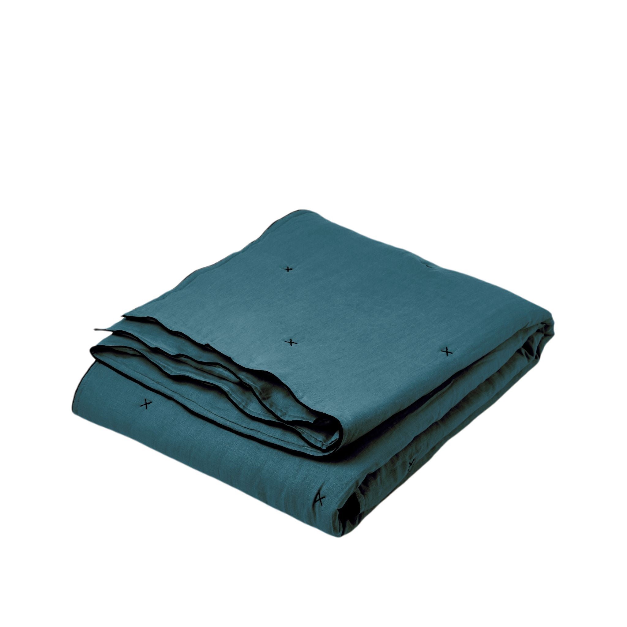 CARLINA - Quilted linen bedspread MADURA Blue
